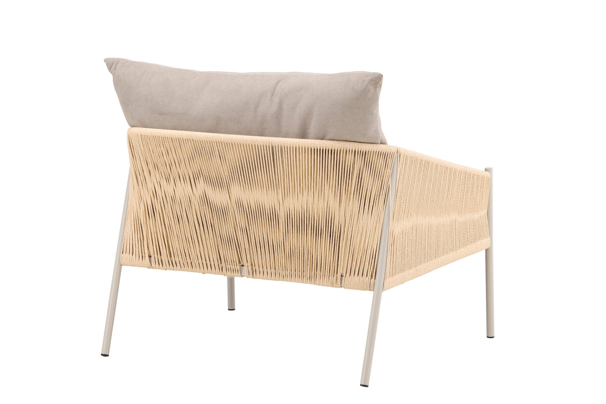 Vind Louie Lounge stol - Beige Steel Frame / Rope Beige Linen Fabric