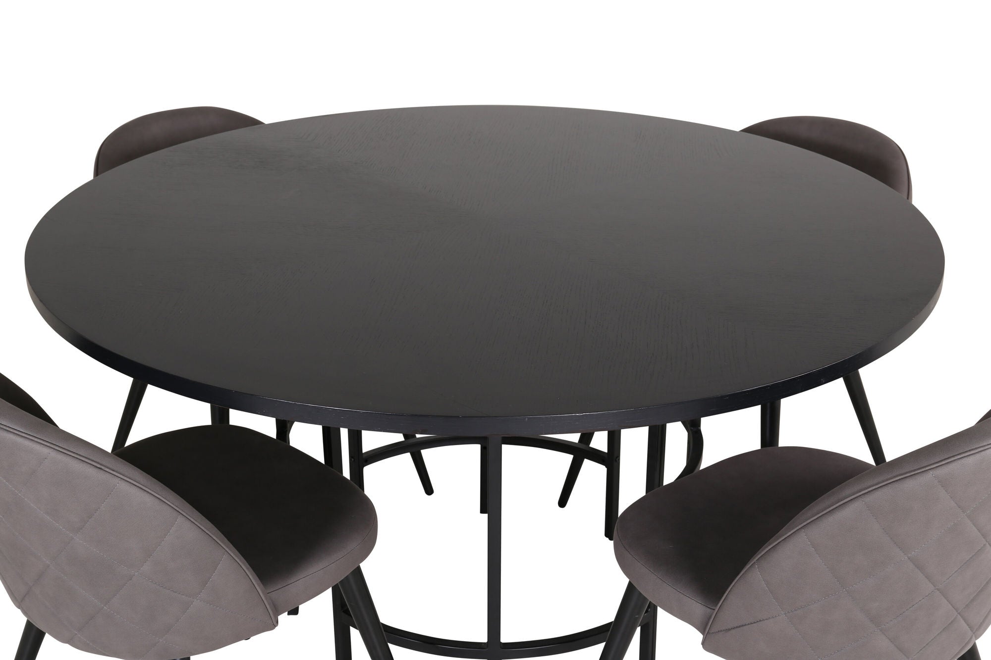 Venture Home Copenhagen - spisebord round - Black / Black+Velvet Stitches stol - Black / Grey Micro Fibre_4