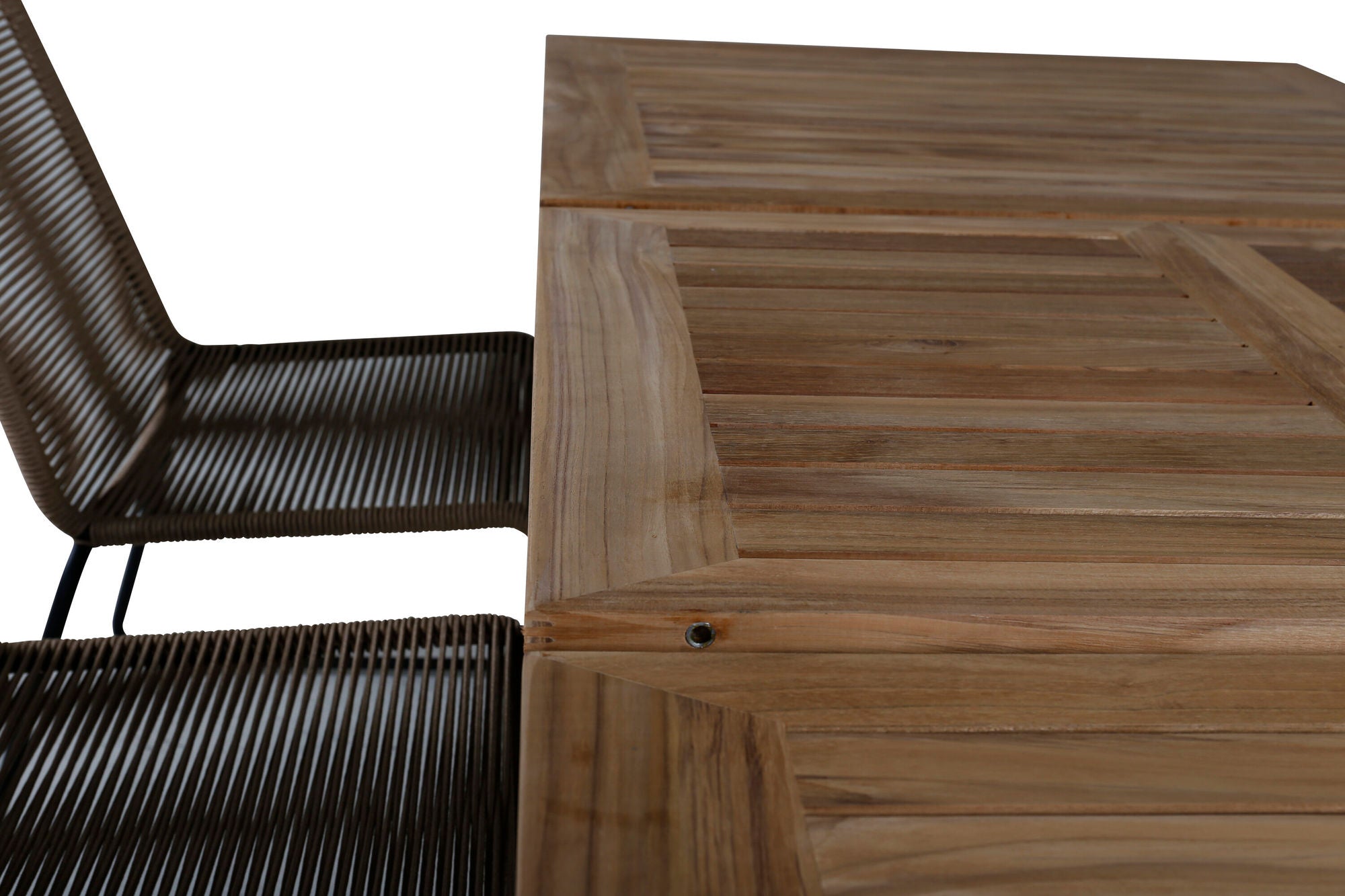 Venture Home Panama bord 152/210 - Black/Teak+Lindos Stacking stol - Black Alu / Latte Rope_6