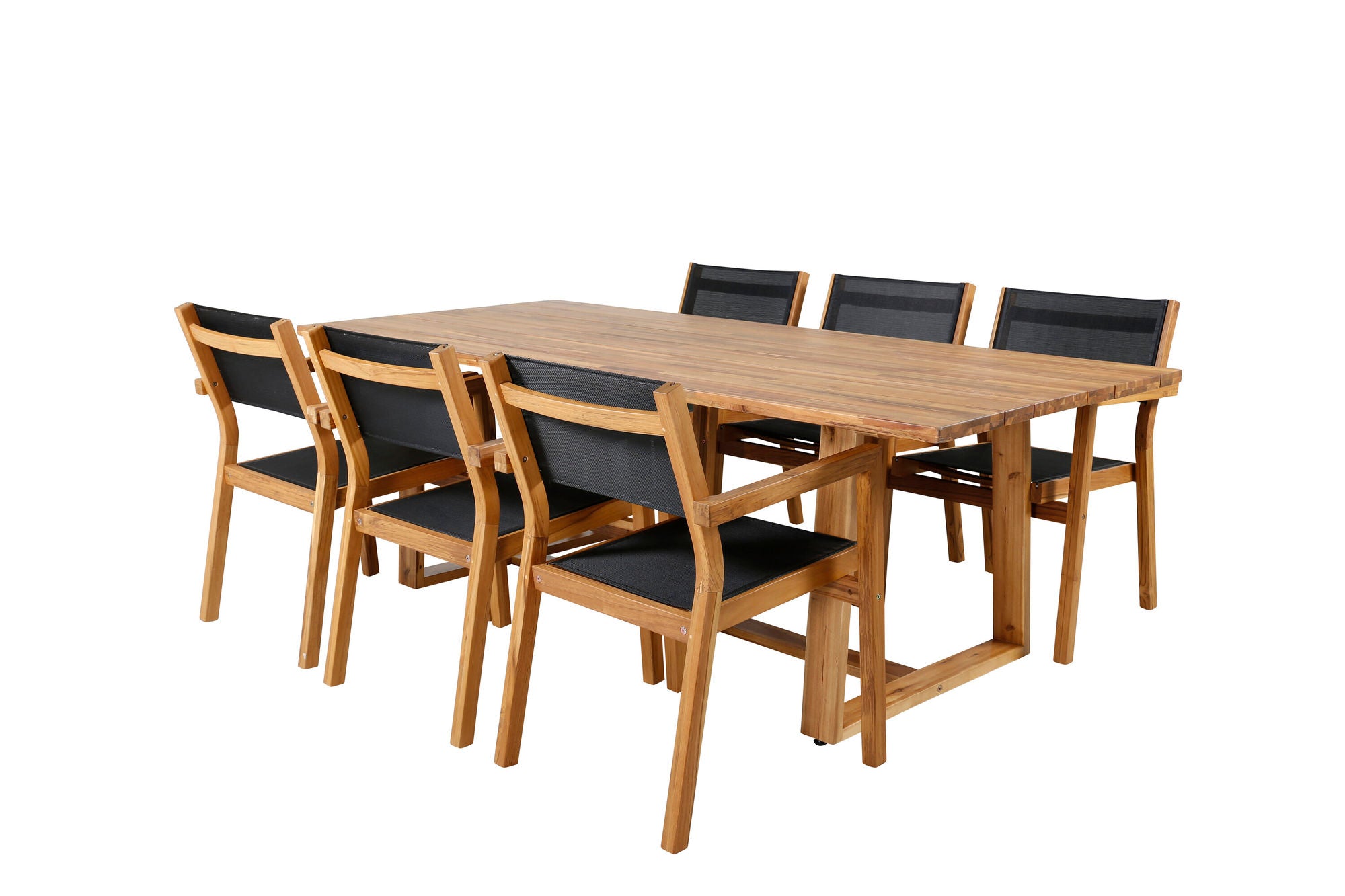 Venture Home Plankton - spisebord acacia - 220*100+Venice Stackingchair - Teak / Black textilene_6