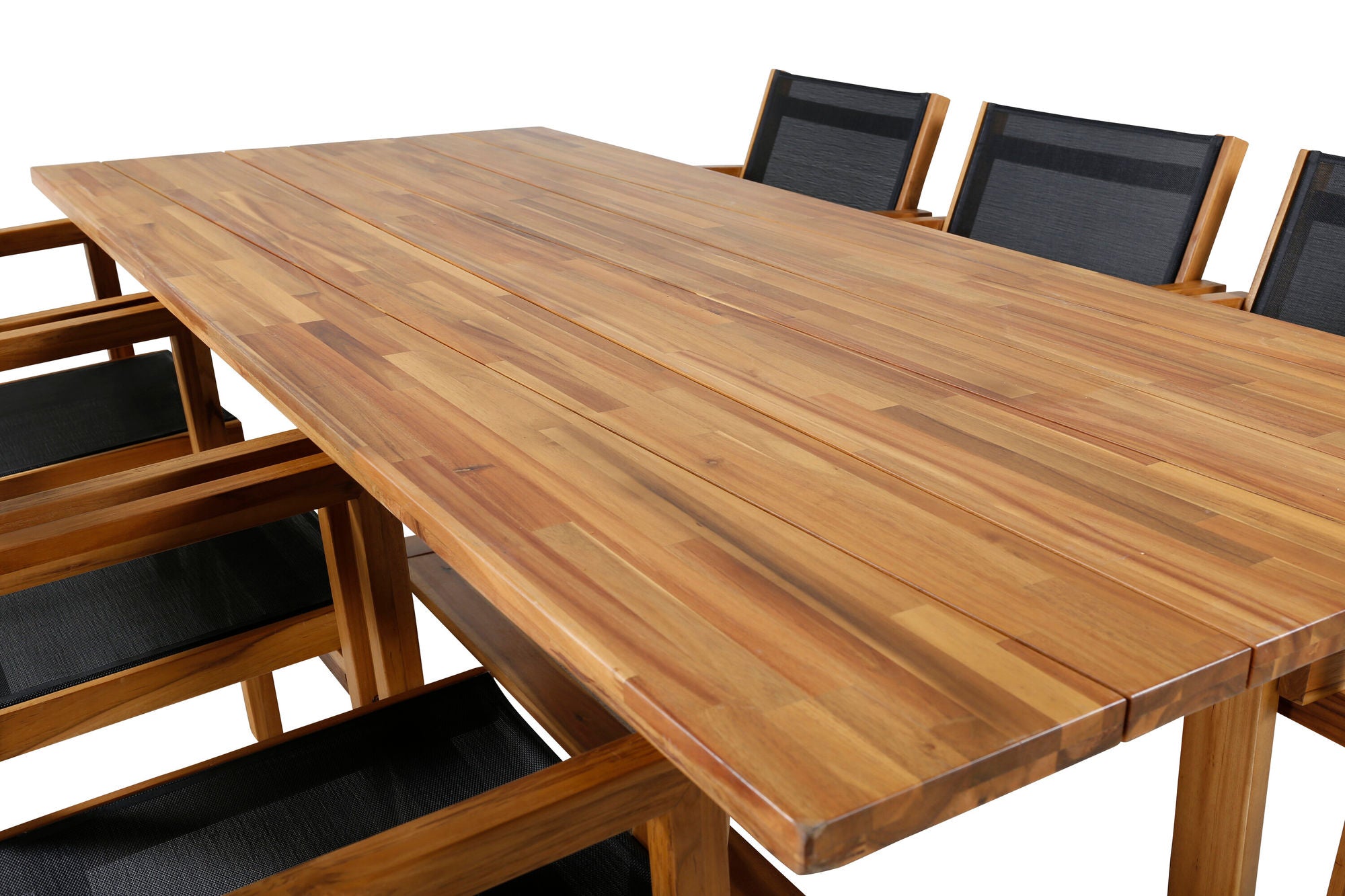 Venture Home Plankton - spisebord acacia - 220*100+Venice Stackingchair - Teak / Black textilene_6
