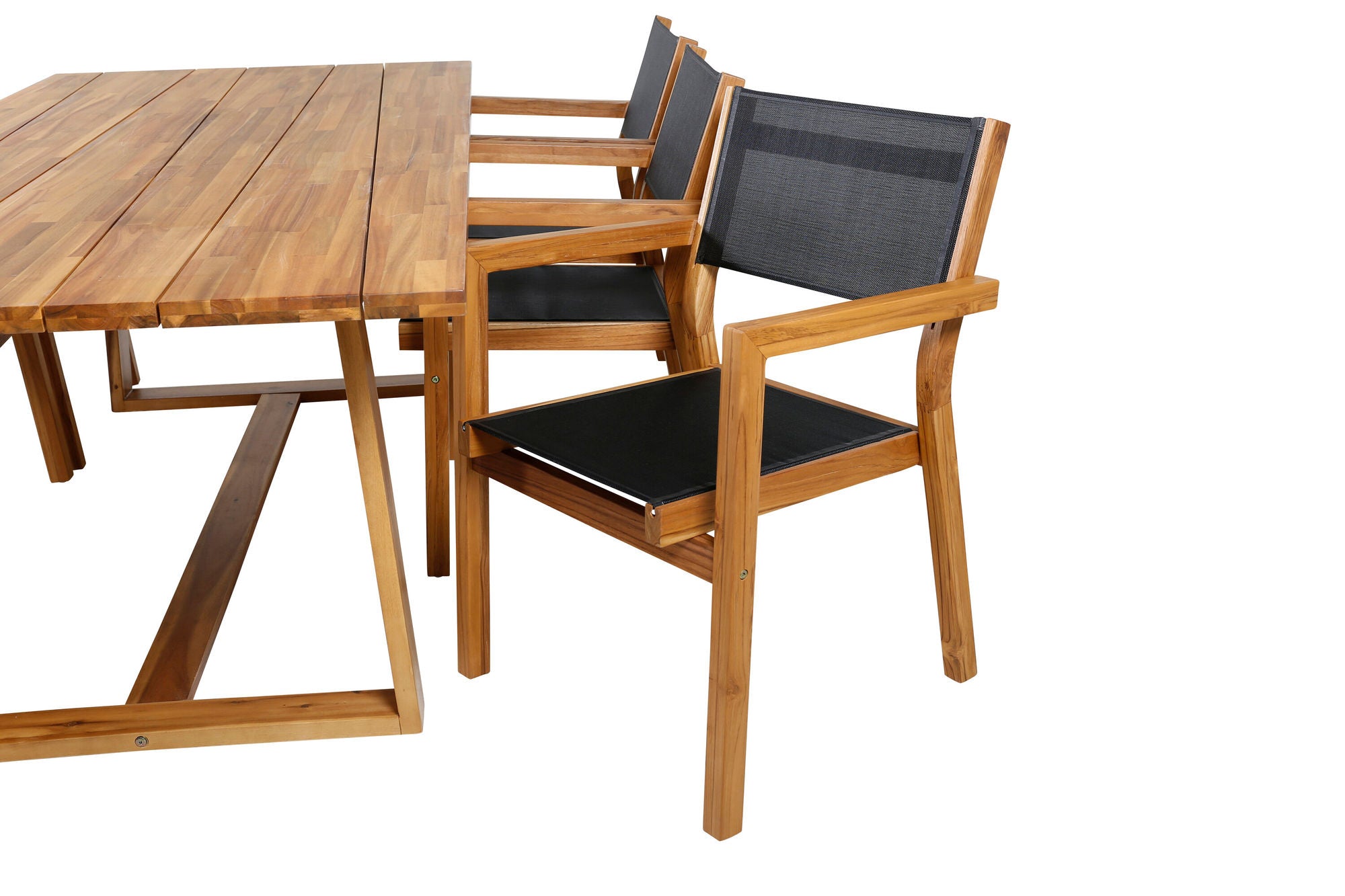 Venture Home Plankton - spisebord acacia - 220*100+Venice Stackingchair - Teak / Black textilene_6
