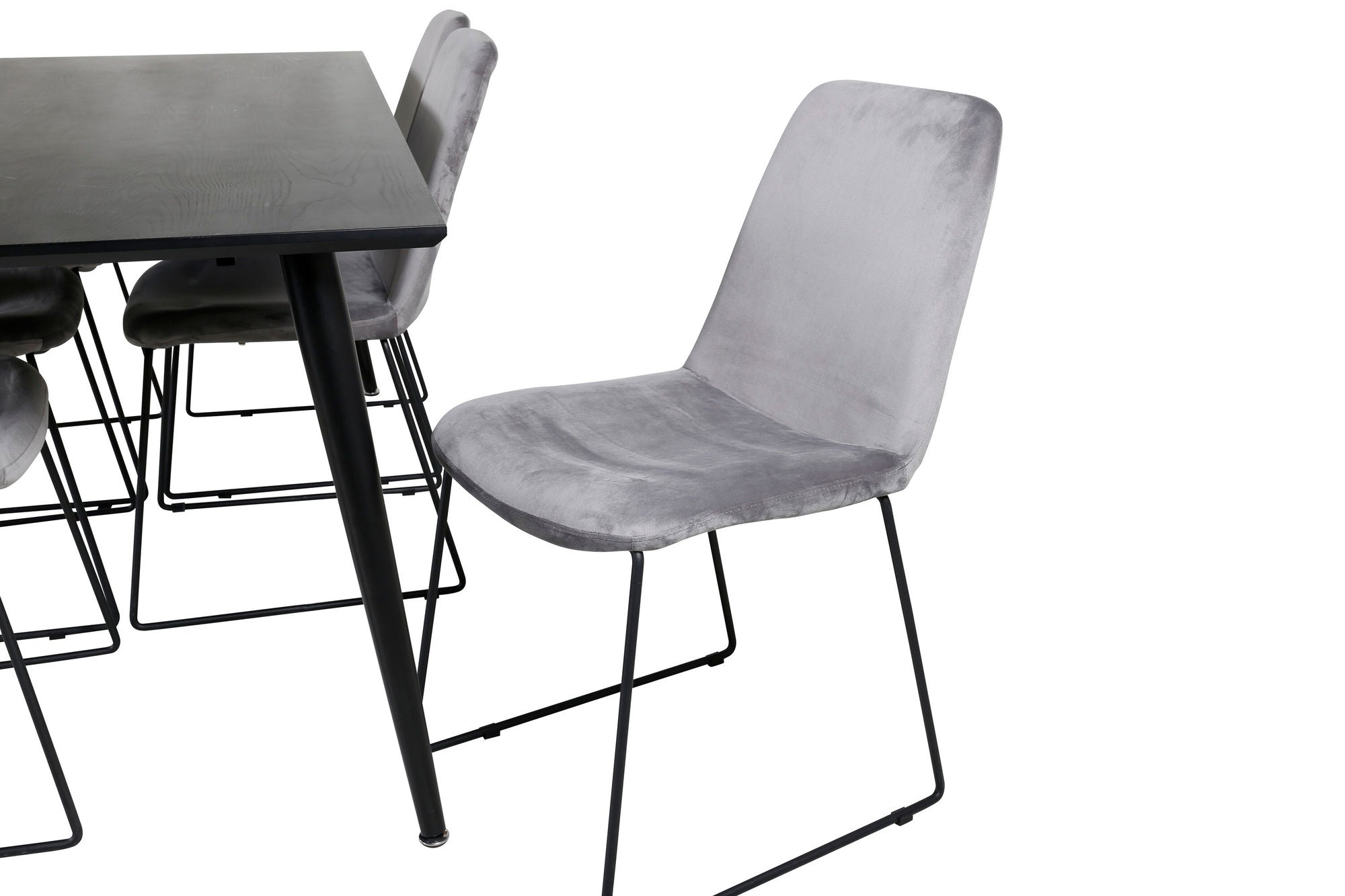 Venture Home Dipp spisebord - 180*90cm - Black Veneer / all black legs +Muce Dining Cha