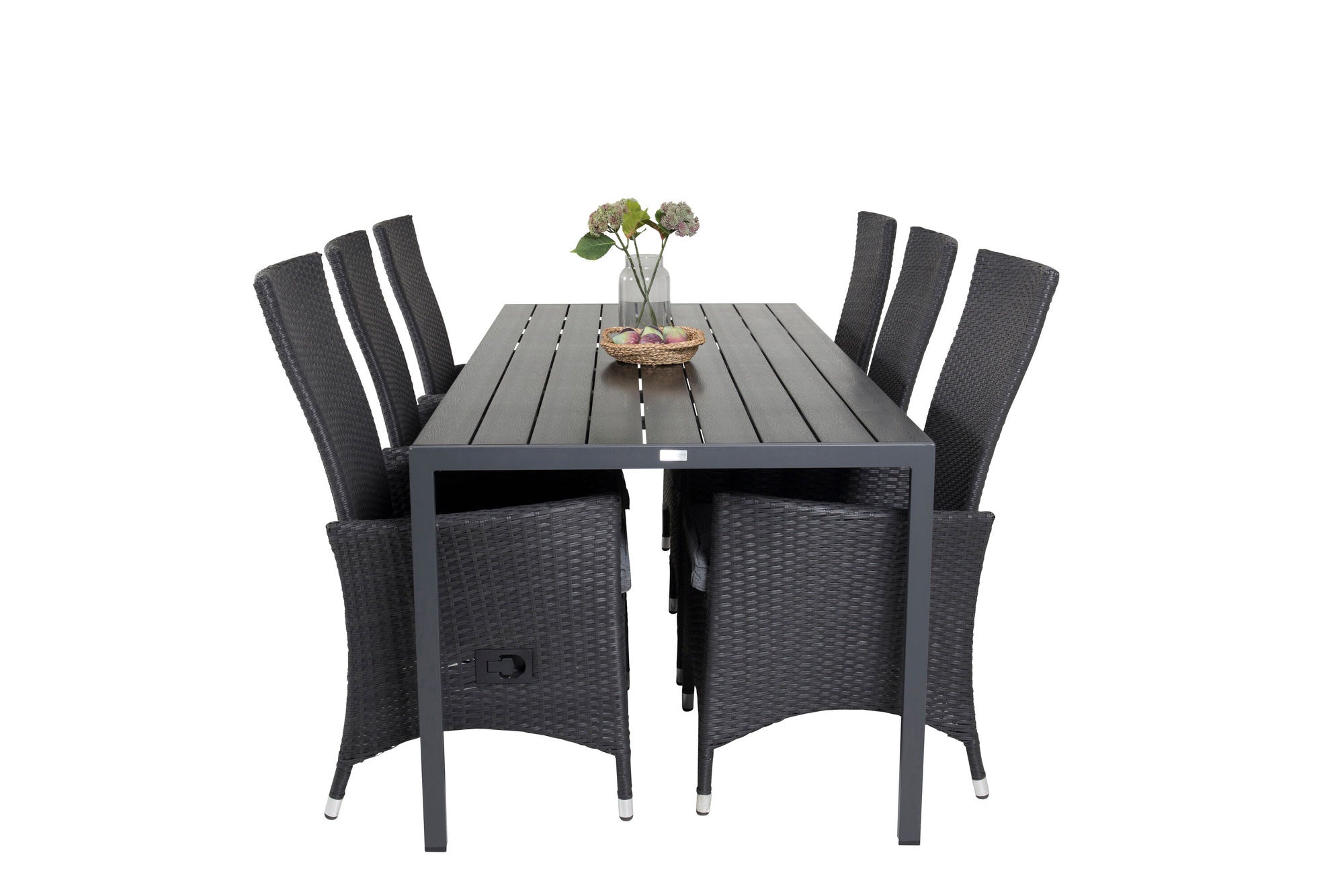 Venture Home Break spisebord - 205*90 - Black Alu / Black Aintwood+Padova Arm stol Reclin