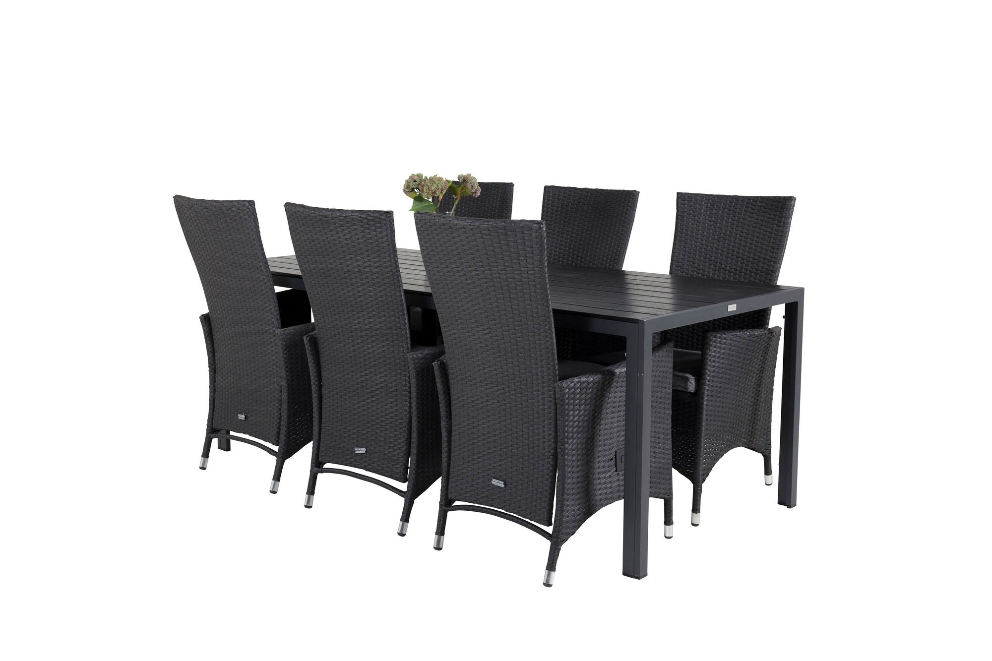 Venture Home Break spisebord - 205*90 - Black Alu / Black Aintwood+Padova Arm stol Reclin