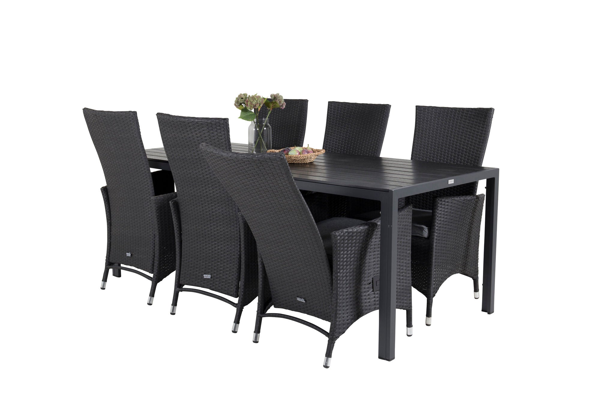 Venture Home Break spisebord - 205*90 - Black Alu / Black Aintwood+Padova Arm stol Reclin