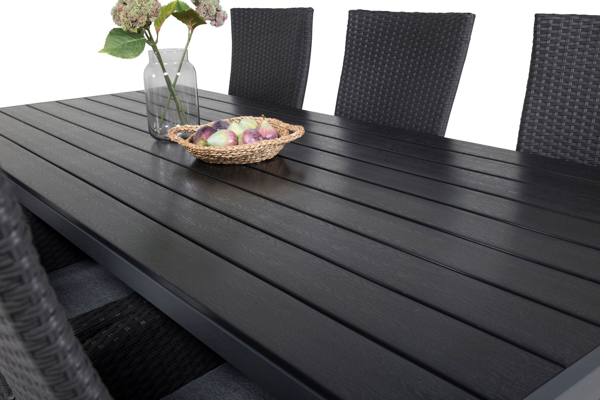 Venture Home Break spisebord - 205*90 - Black Alu / Black Aintwood+Padova Arm stol Reclin