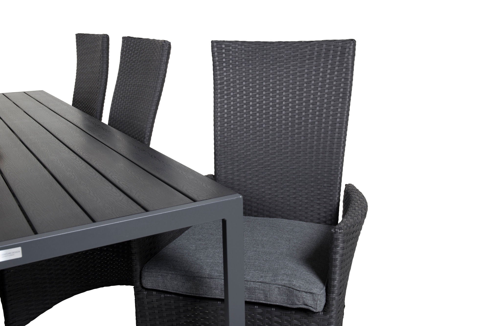 Venture Home Break spisebord - 205*90 - Black Alu / Black Aintwood+Padova Arm stol Reclin