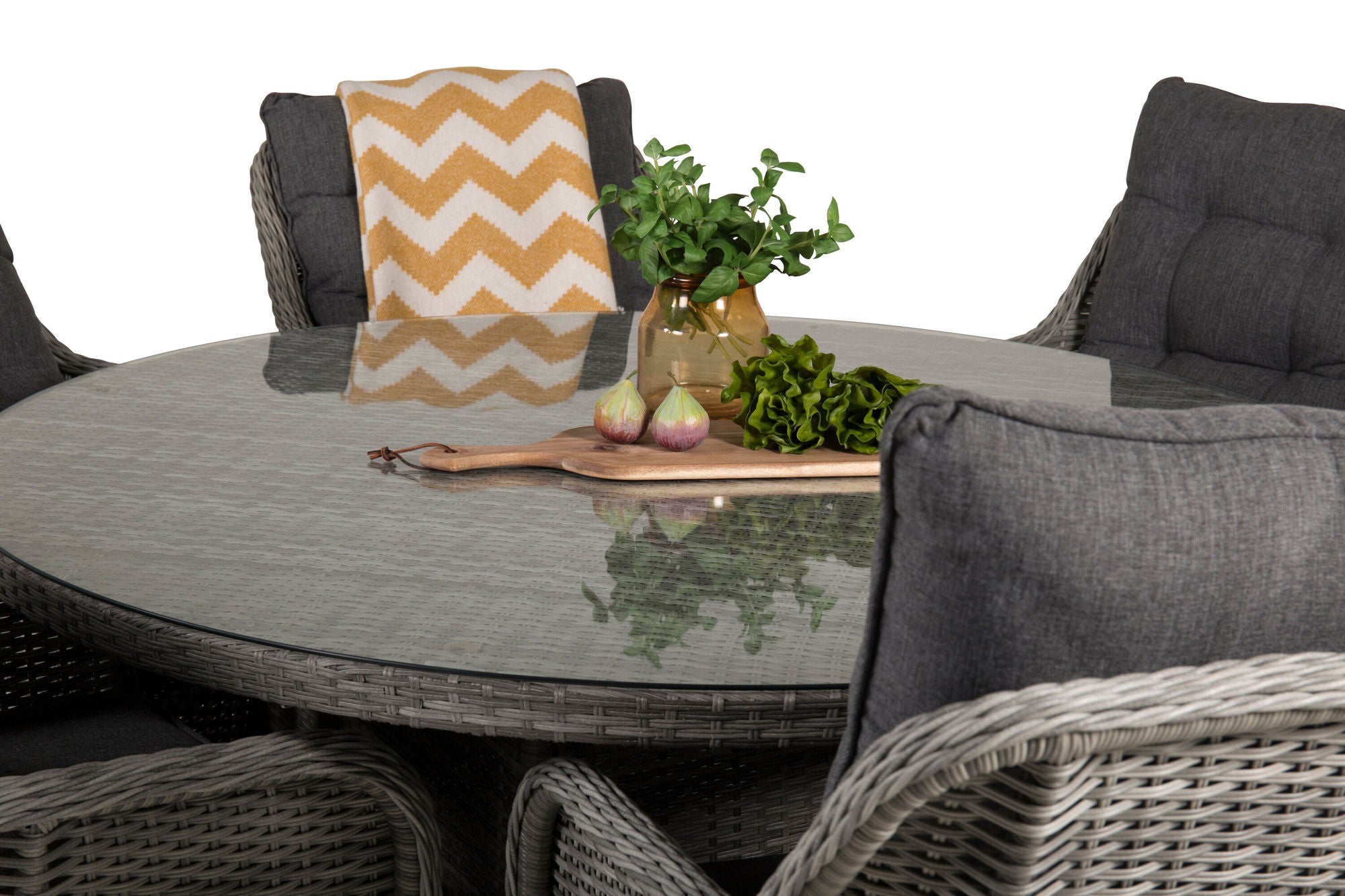 Venture Home Volta spisebord - Grey - ø150+Vikelund Arm stol - Grey / Grey cushion_6