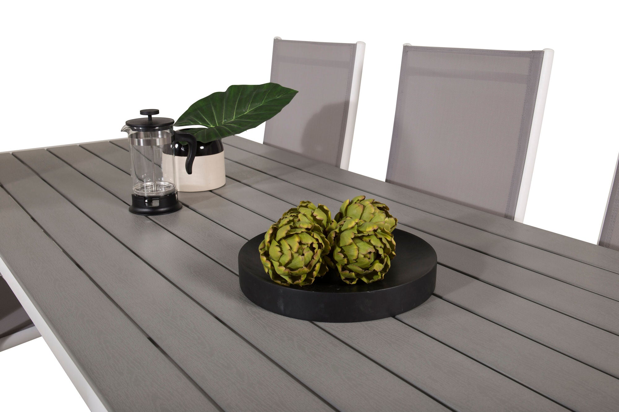 Venture Home Break spisebord - 205*90 - White Alu / Grey Aintwood+Break 5:pos stol - Whit