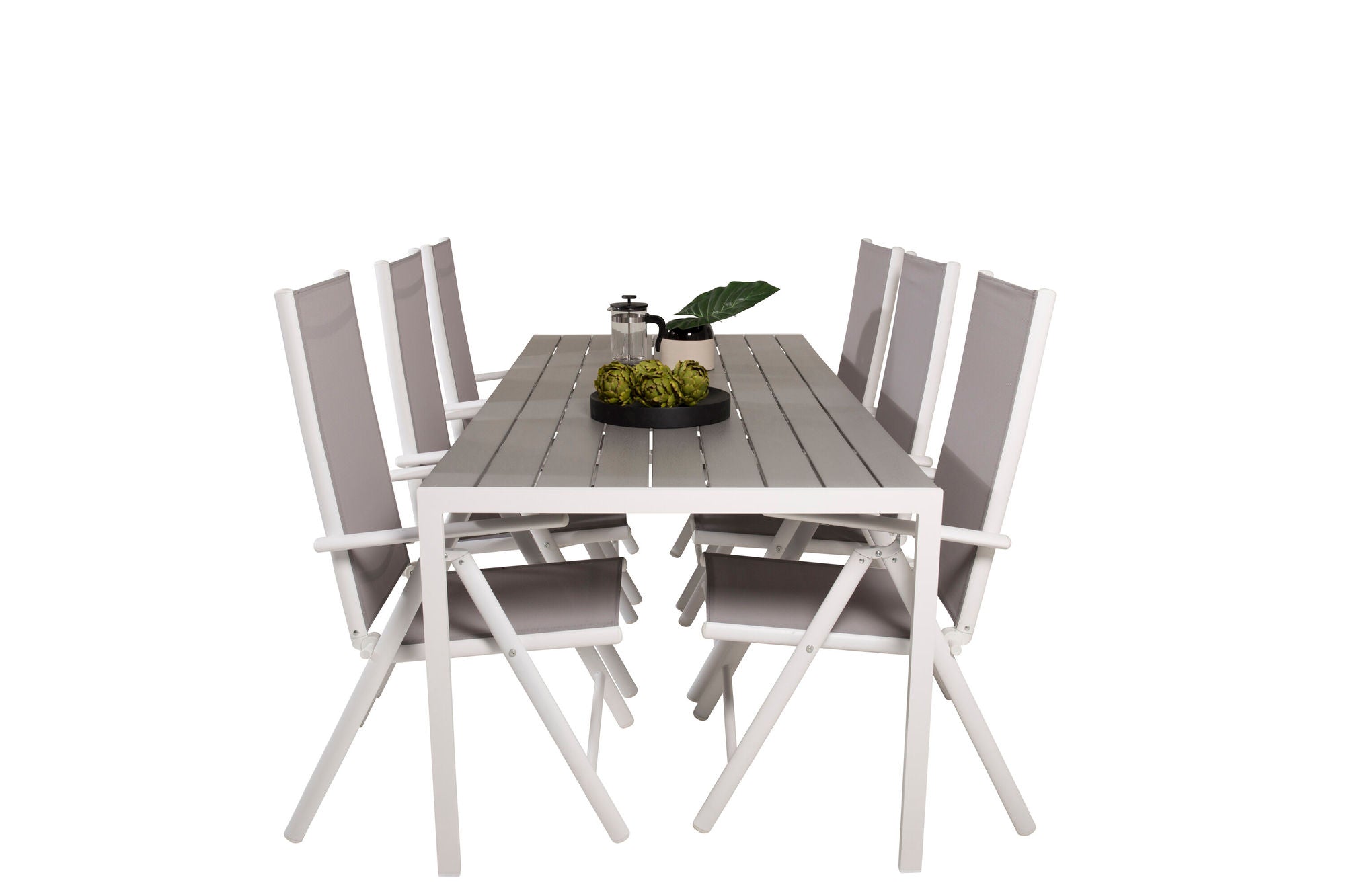 Venture Home Break spisebord - 205*90 - White Alu / Grey Aintwood+Break 5:pos stol - Whit