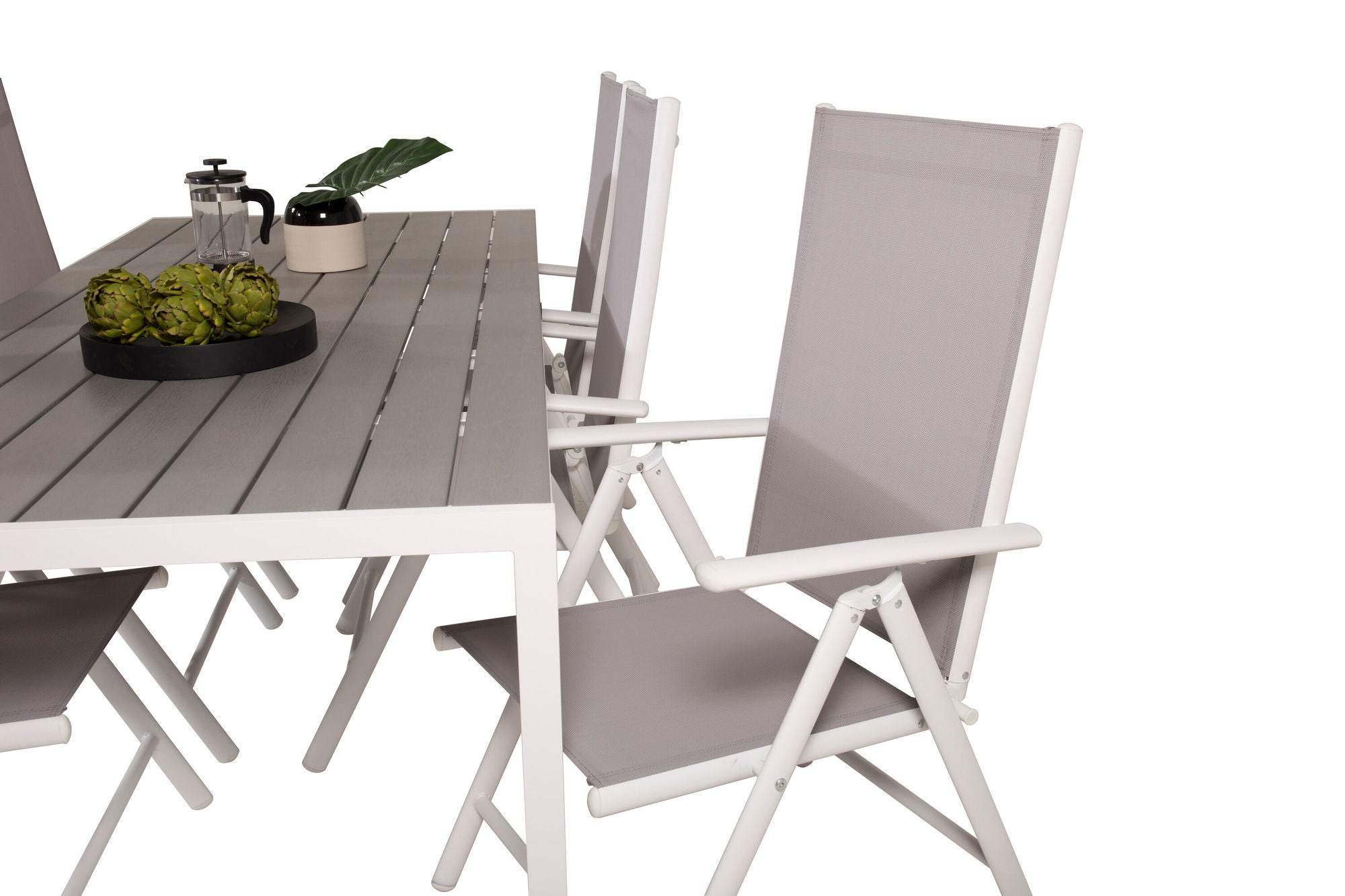 Venture Home Break spisebord - 205*90 - White Alu / Grey Aintwood+Break 5:pos stol - Whit