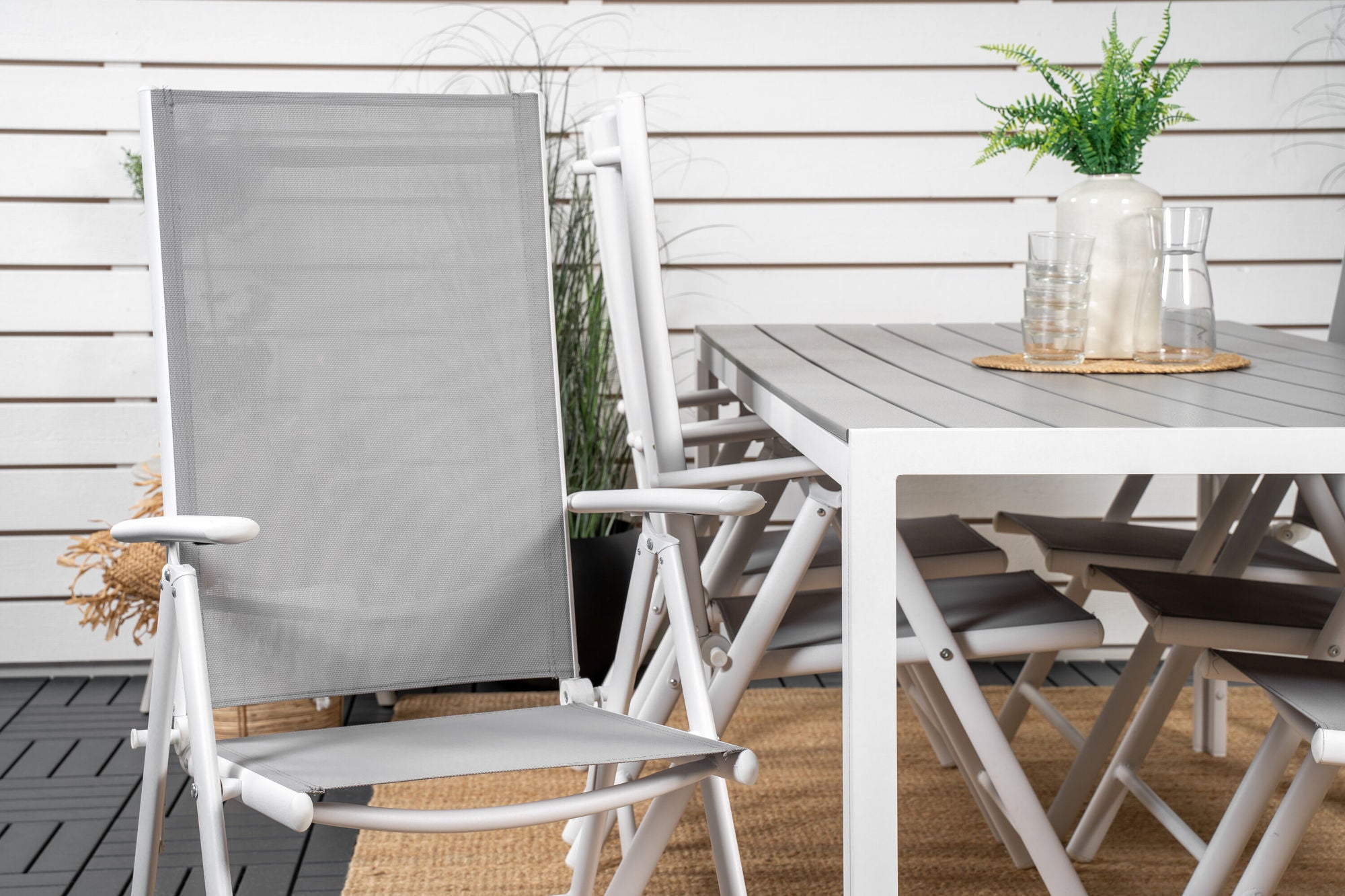 Venture Home Break spisebord - 205*90 - White Alu / Grey Aintwood+Break 5:pos stol - Whit