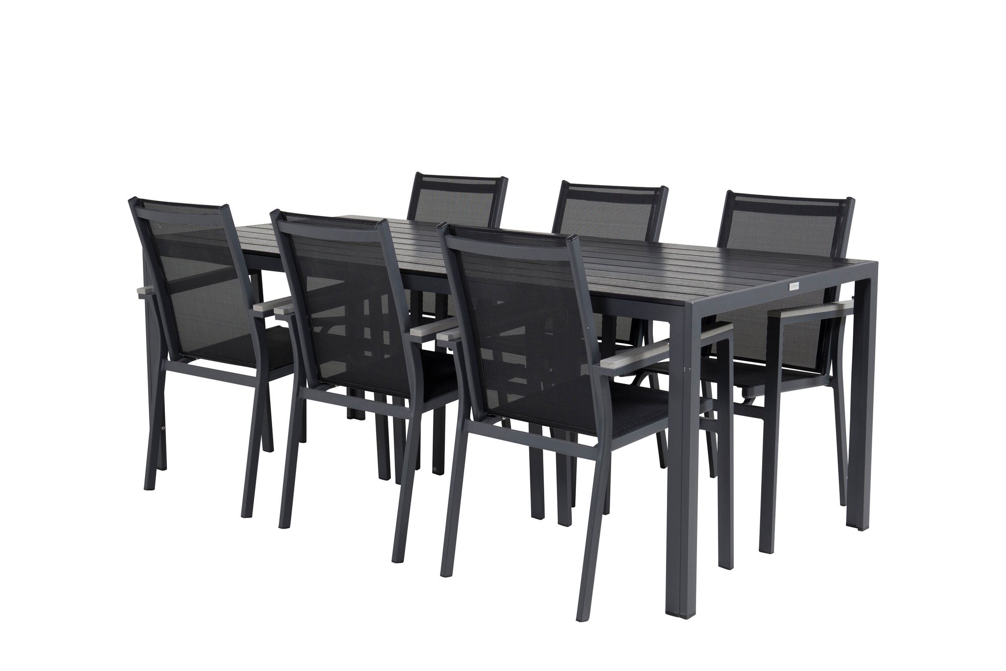 Venture Home Break spisebord - 205*90 - Black Alu / Black Aintwood+Parma Arm stol (stacka