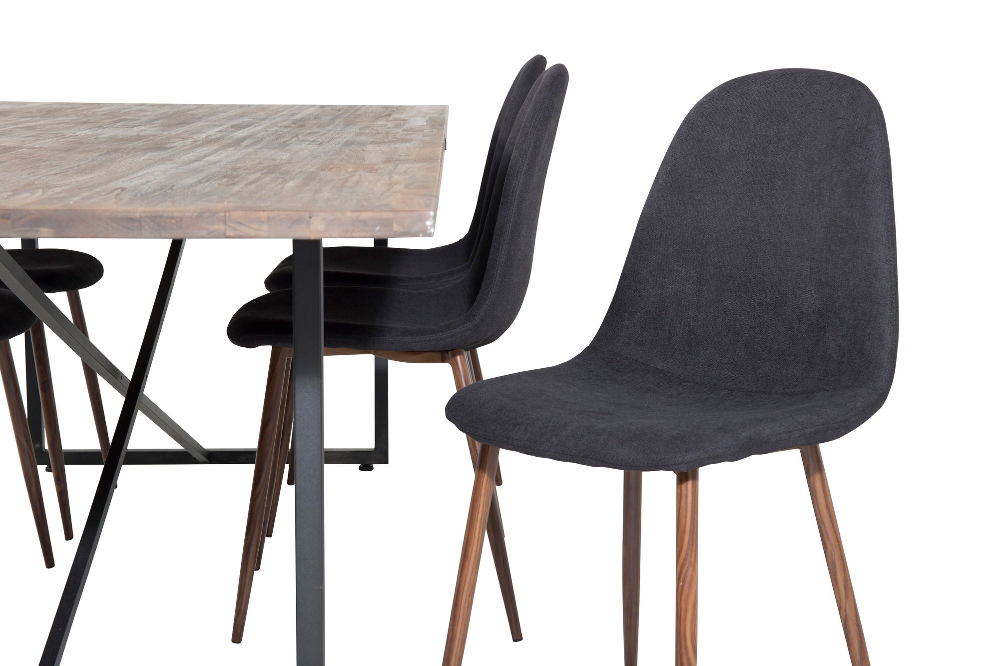 Venture Home Padang spisebord - 250*100*H76 - Dark Teak / Black+Polar Spisebordsstol - Walnut Legs - Black Fabric_6
