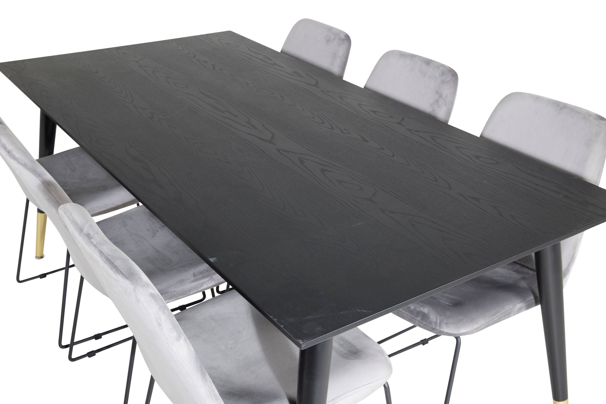 Venture Home Dipp spisebord - 180*90cm - Black / Black Brass+Muce Spisebordsstol - Black Legs - Grey Velvet_6