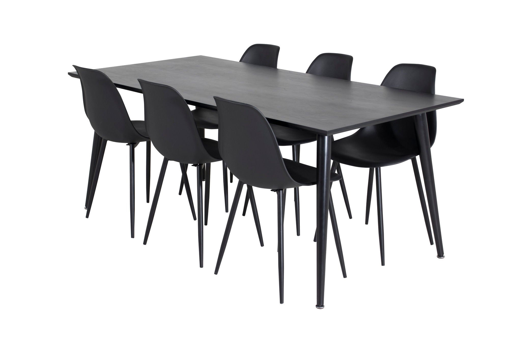 Venture Home Dipp spisebord - 180*90cm - Black Veneer / all black legs +Polar Plastic Spisebordsstol - Black Legs / Black Plastic_6