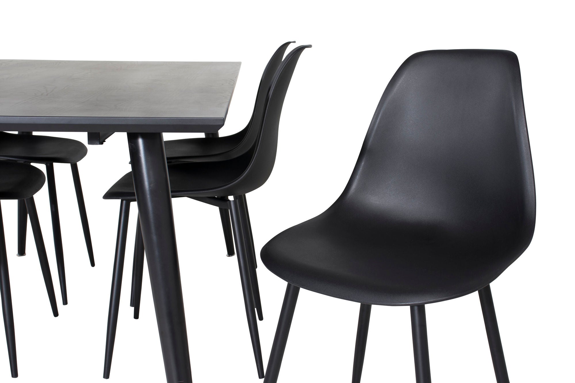 Venture Home Dipp spisebord - 180*90cm - Black Veneer / all black legs +Polar Plastic Spisebordsstol - Black Legs / Black Plastic_6