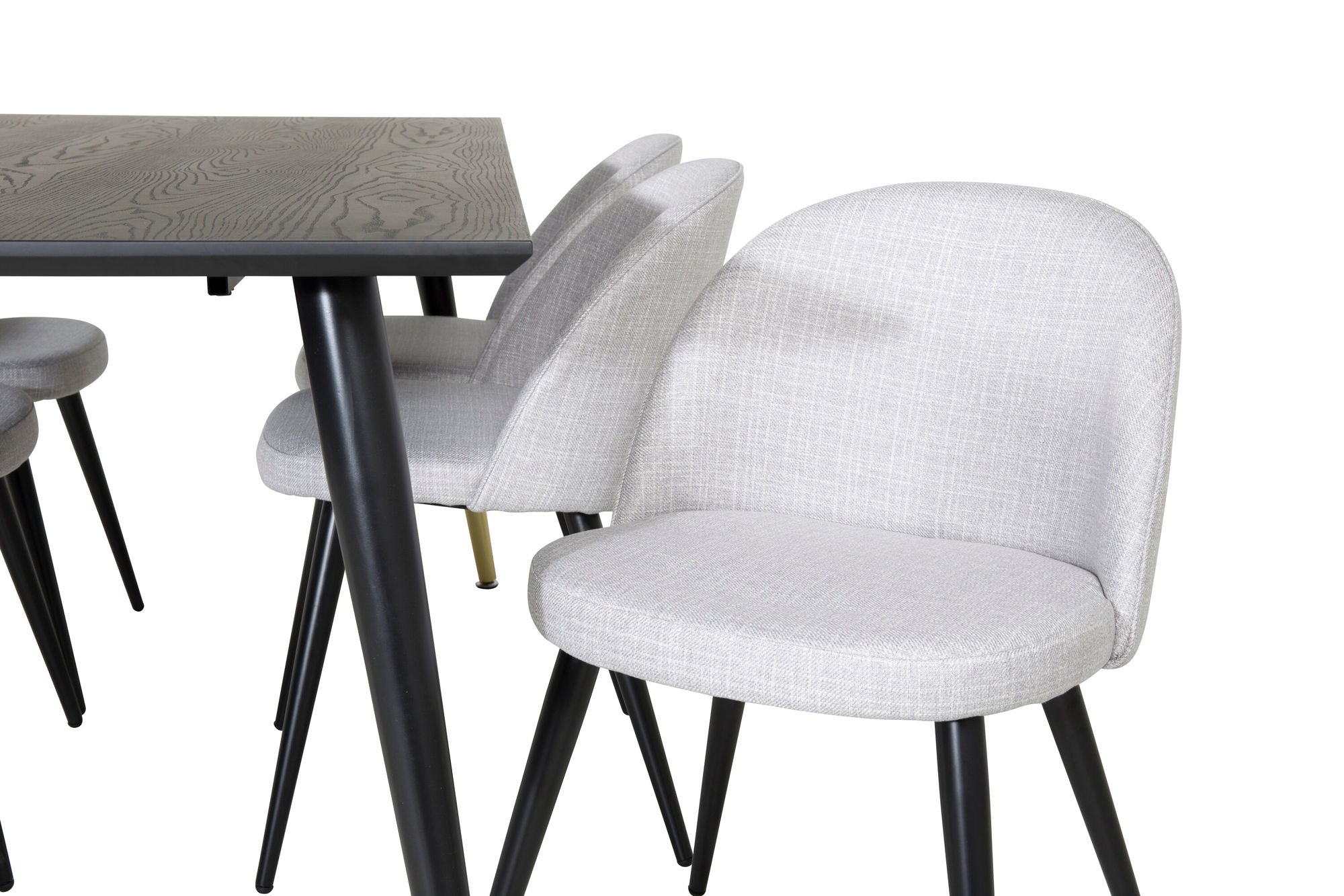 Venture Home Dipp spisebord - 180*90cm - Black / Black Brass+Velvet Dining Chiar - Black legs - Light GreyFabric_6