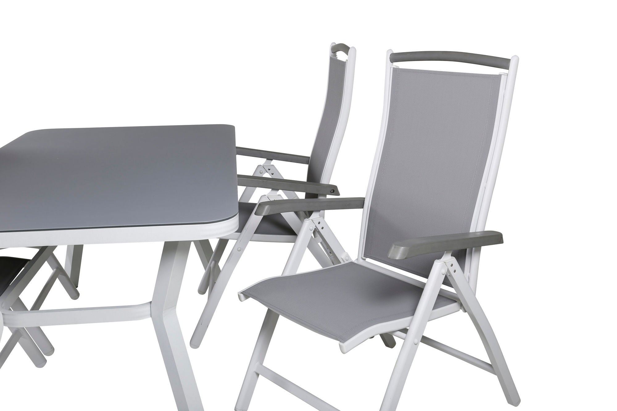 Venture Home Virya spisebord - White Alu / Grey Glass - small bord+Albany 5:pos stol - White/Grey_4
