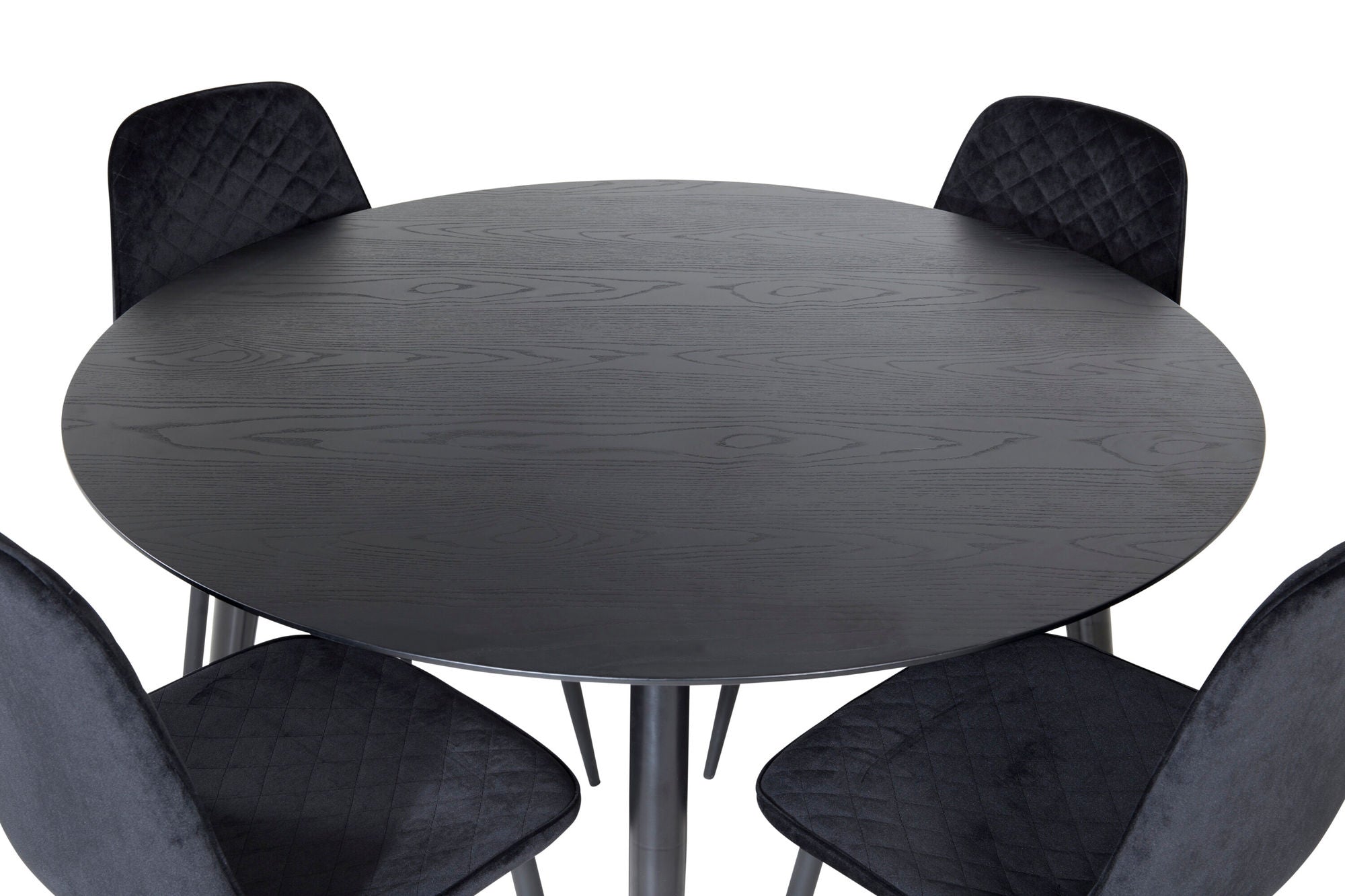 Venture Home Dipp spisebord - 115cm - Black Veneer / All black legs +Polar Diamond Spisebordsstol - Black Legs - Black Velvet_4