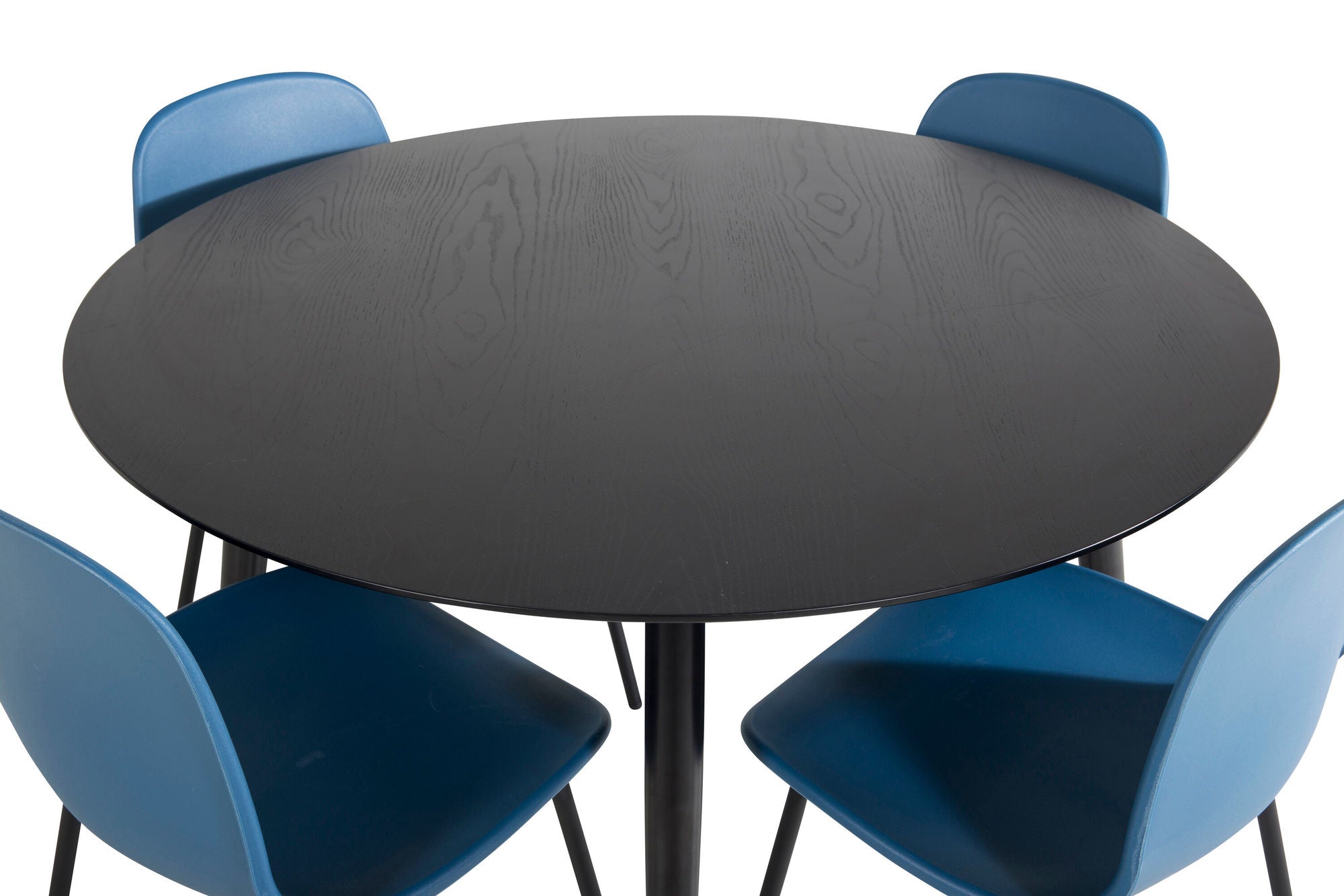 Venture Home Dipp spisebord - 115cm - Black Veneer / All black legs +Arctic Spisebordsstol - Black Legs - Blue Plastic_4