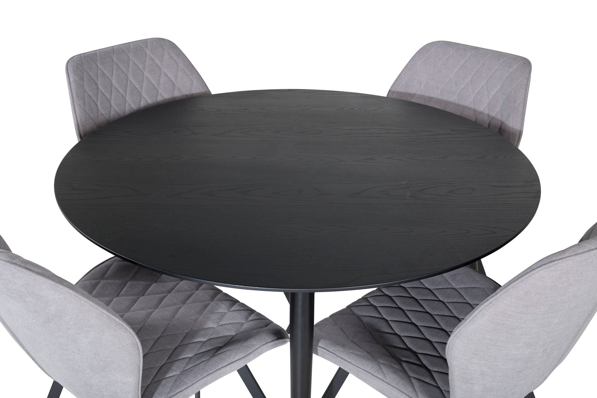 Venture Home Dipp spisebord - 115cm - Black / Black Brass+Gemma Spisebordsstol - Black Legs - Grey Fabric_4