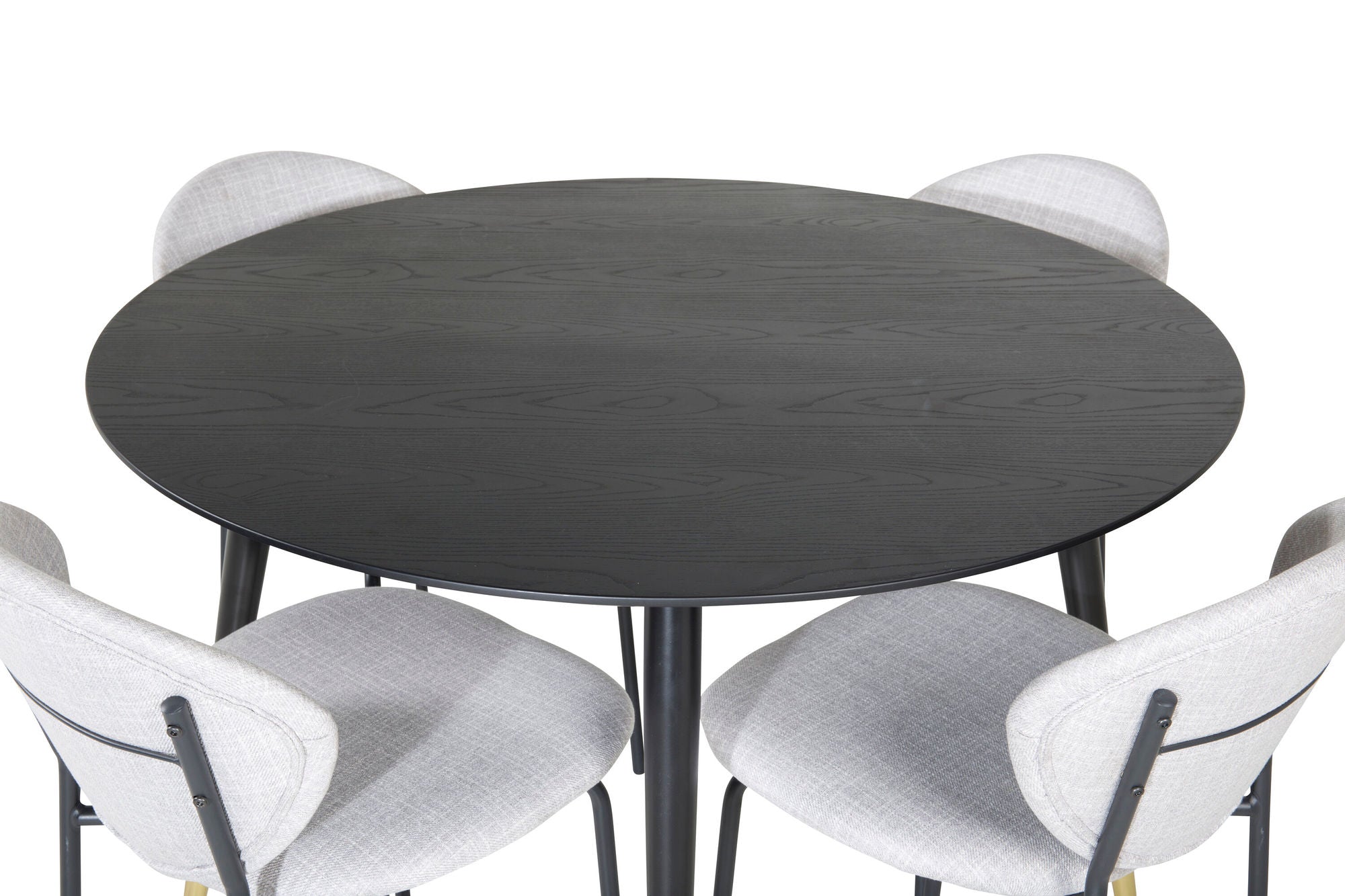Venture Home Dipp spisebord - 115cm - Black / Black Brass+Vault Spisebordsstol - Black Legs - Grey Fabric_4