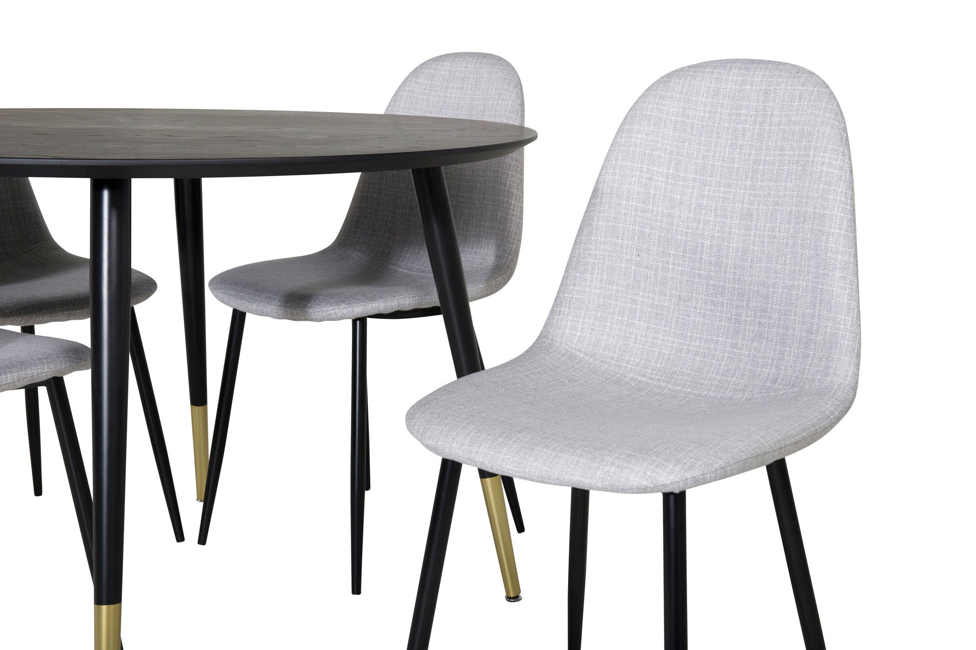 Venture Home Dipp spisebord - 115cm - Black / Black Brass+Polar Spisebordsstol - Black Legs - Light Grey Fabric_4