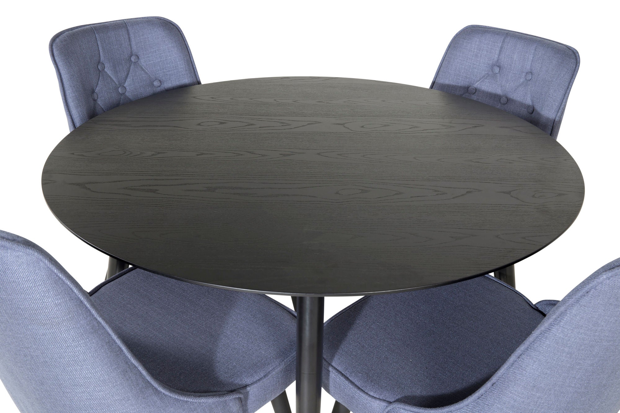 Venture Home Dipp spisebord - 115cm - Black Veneer / All black legs +Velvet Deluxe Spisebordsstol - Black Legs - Blue Fabric_4