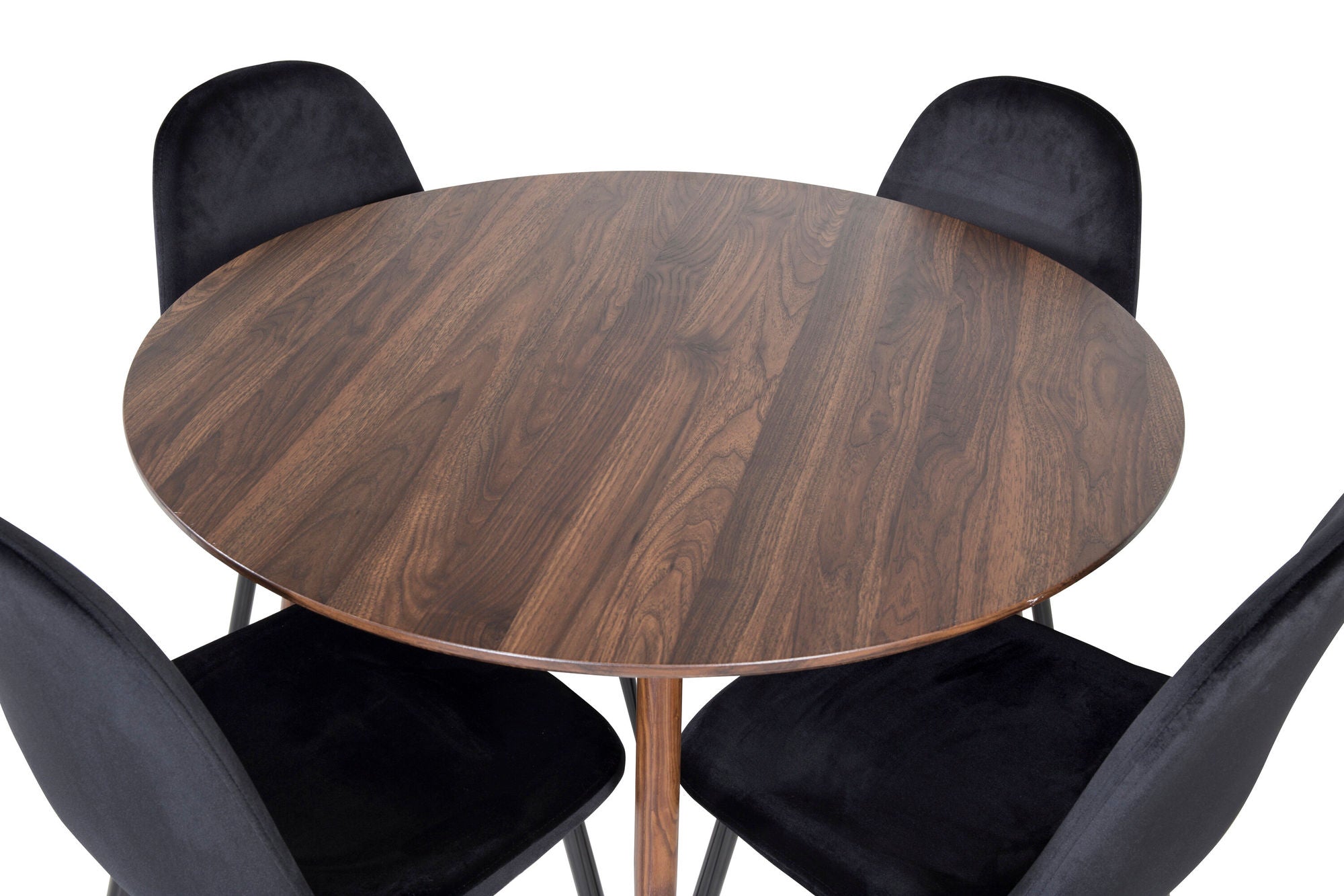 Venture Home Plaza rund bord 100 cm - Walnut top - Walnut legs+Polar Spisebordsstol - Black legs / Black Velvet (ersätter 19902-888)_4