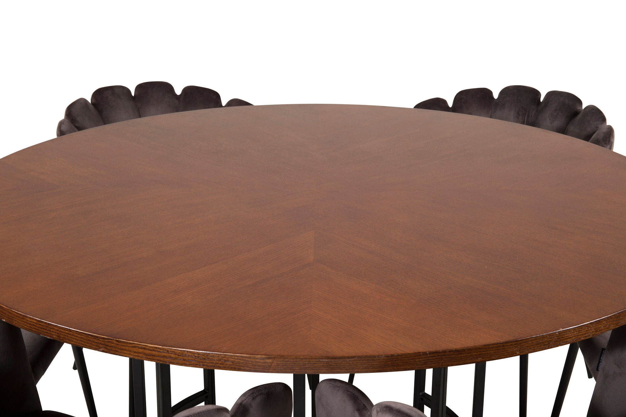 Venture Home Copenhagen - spisebord round - Brown / Black+Limhamn - stol - Grey Velvet_6