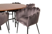 Venture Home Copenhagen - spisebord round - Brown / Black+Limhamn - stol - Grey Velvet_6