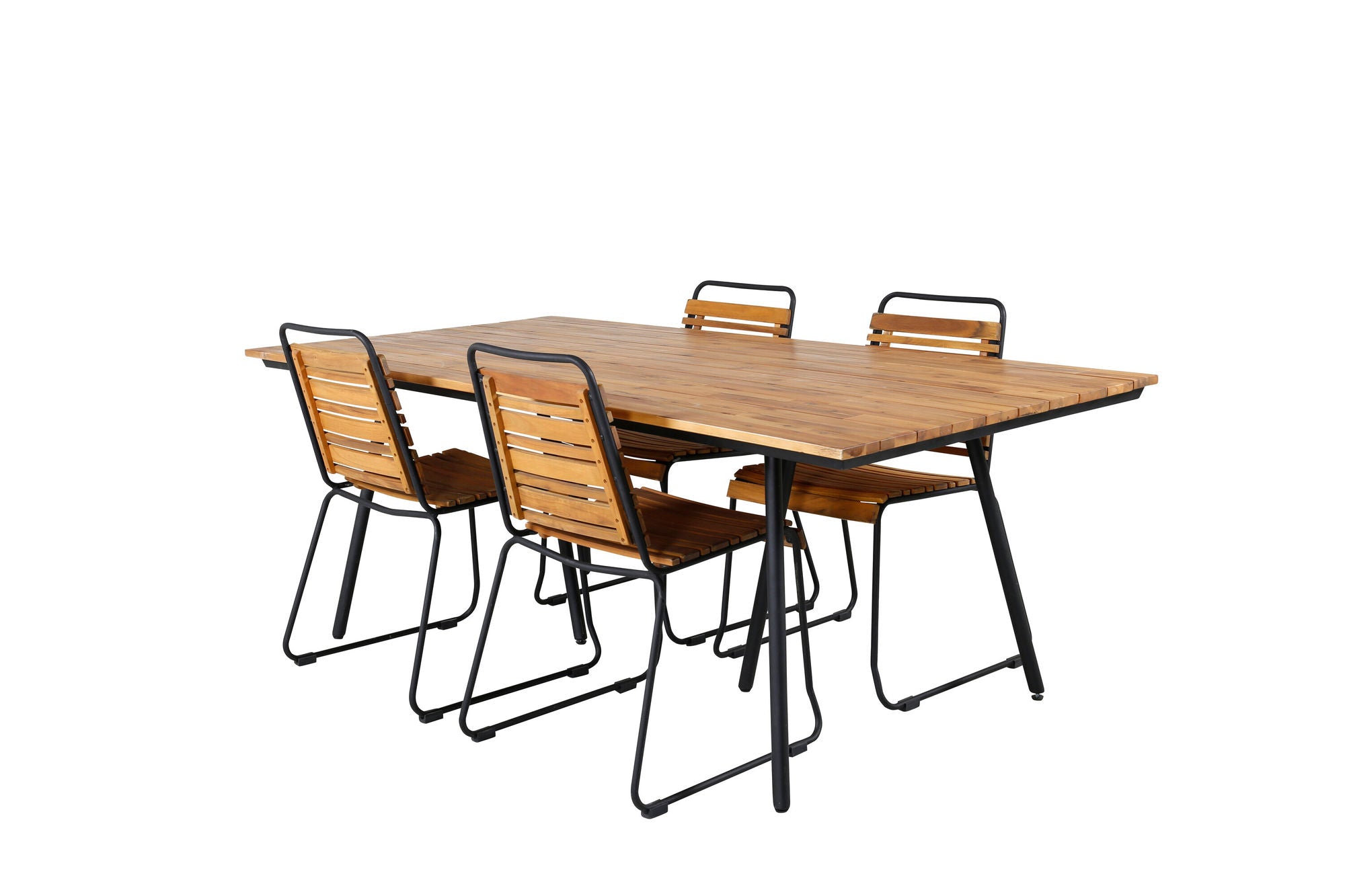 Venture Home Chan spisebord - Black Steel / Acacia (teak look) - 200cm+Bois Spisebordsstol - Black Alu / Acacia_4