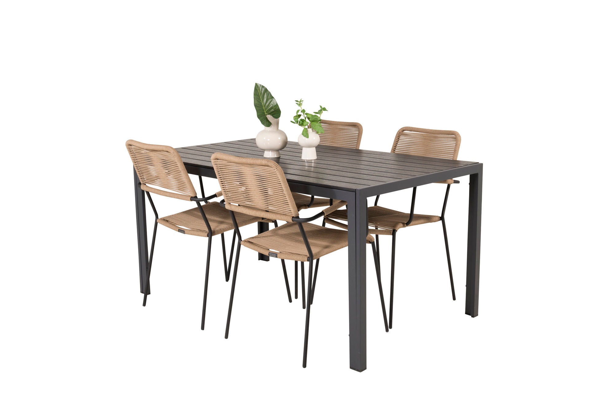 Venture Home Break spisebord - 150*90 Black Alu / Black Aintwood +Lindos - Armchair - Black Alu / Latte Rope_4