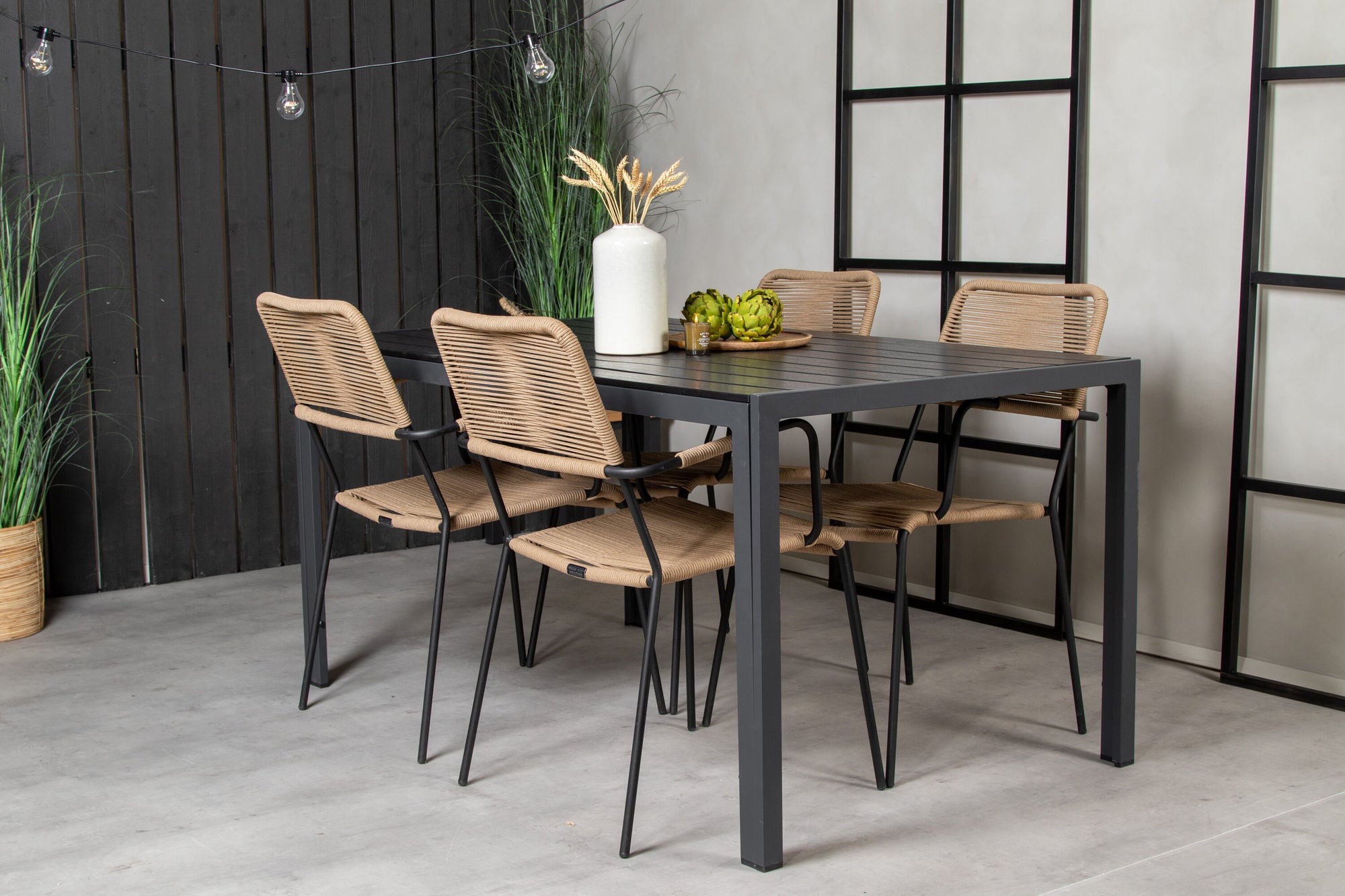 Venture Home Break spisebord - 150*90 Black Alu / Black Aintwood +Lindos - Armchair - Black Alu / Latte Rope_4
