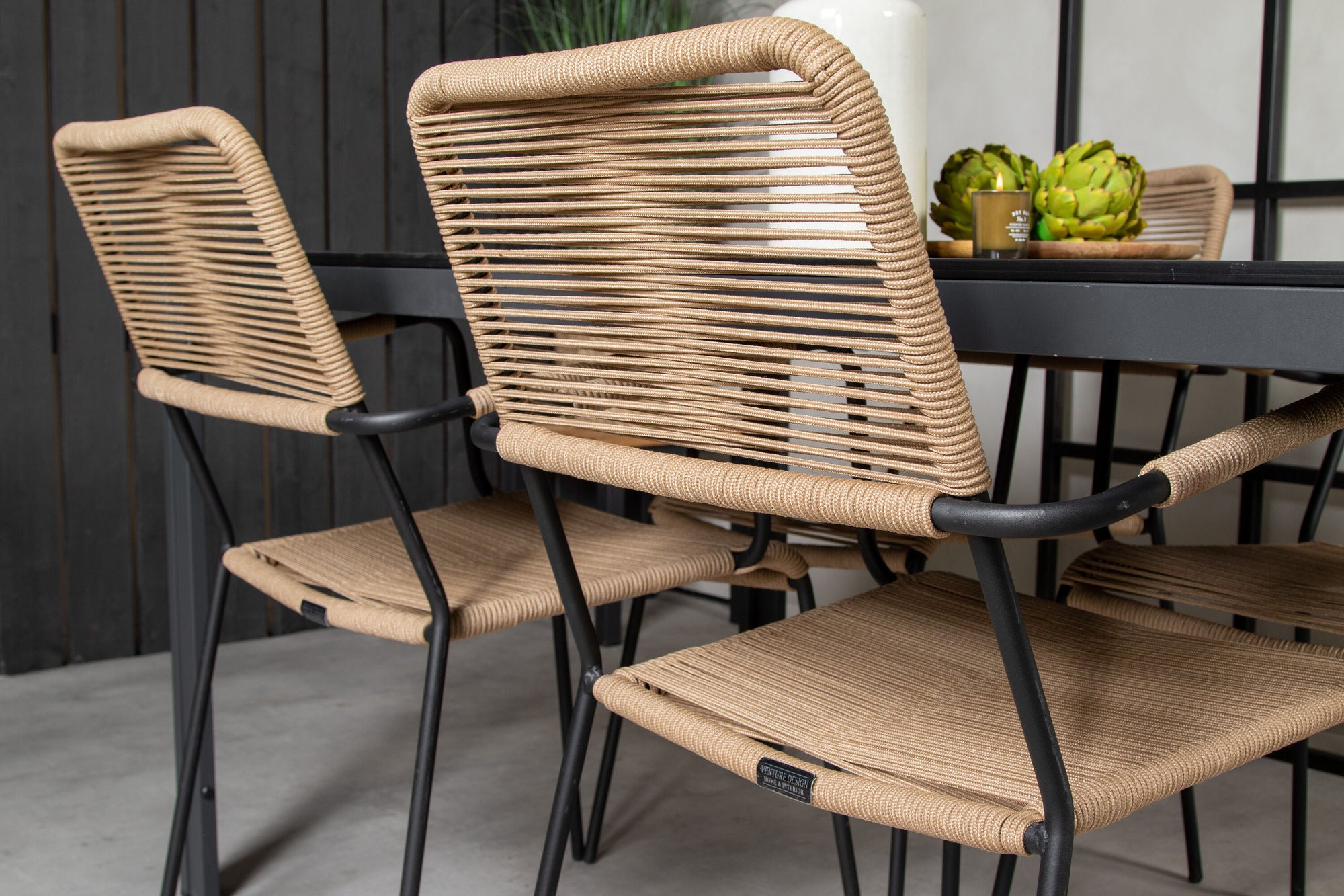 Venture Home Break spisebord - 150*90 Black Alu / Black Aintwood +Lindos - Armchair - Black Alu / Latte Rope_4