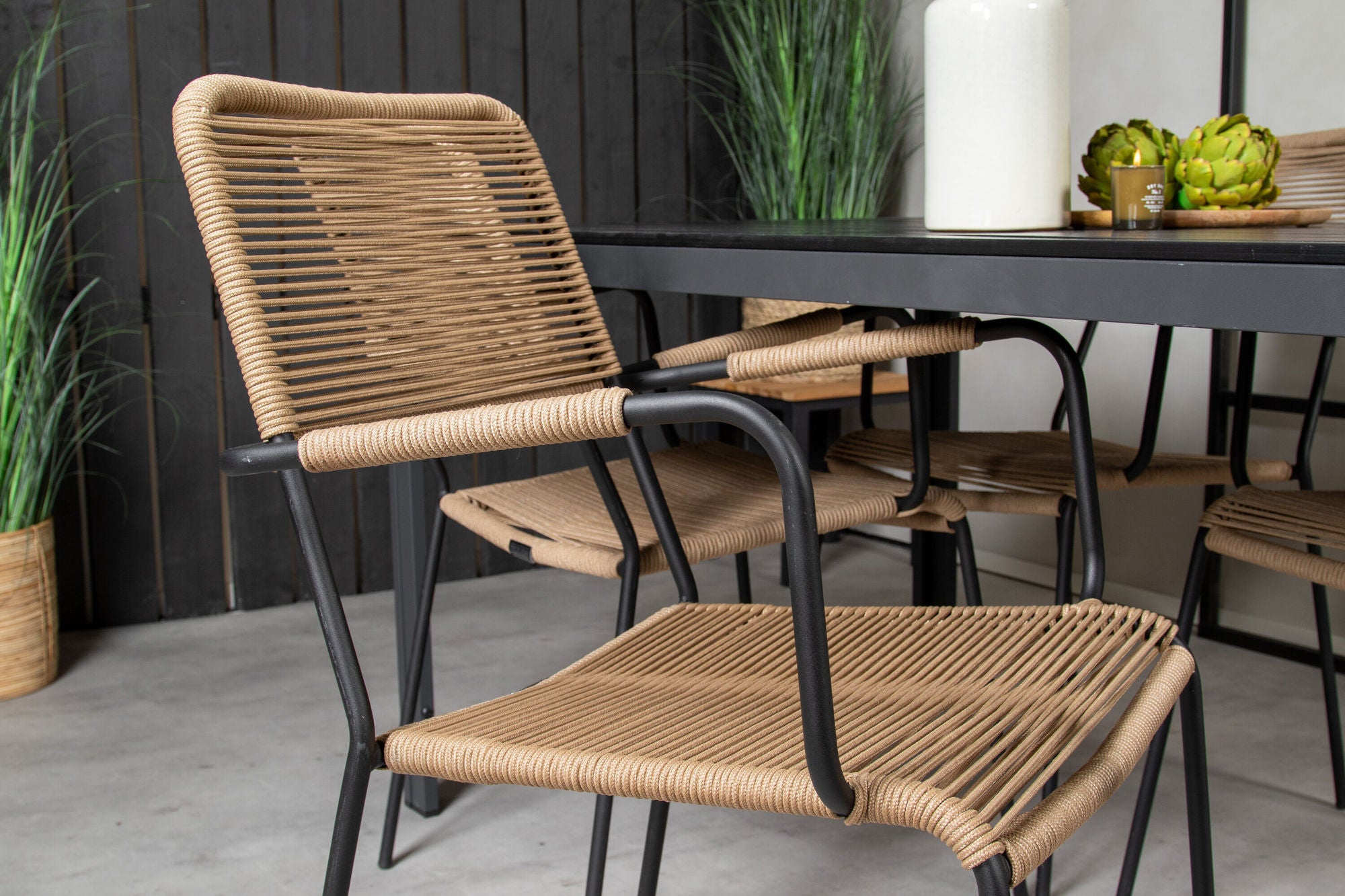 Venture Home Break spisebord - 150*90 Black Alu / Black Aintwood +Lindos - Armchair - Black Alu / Latte Rope_4