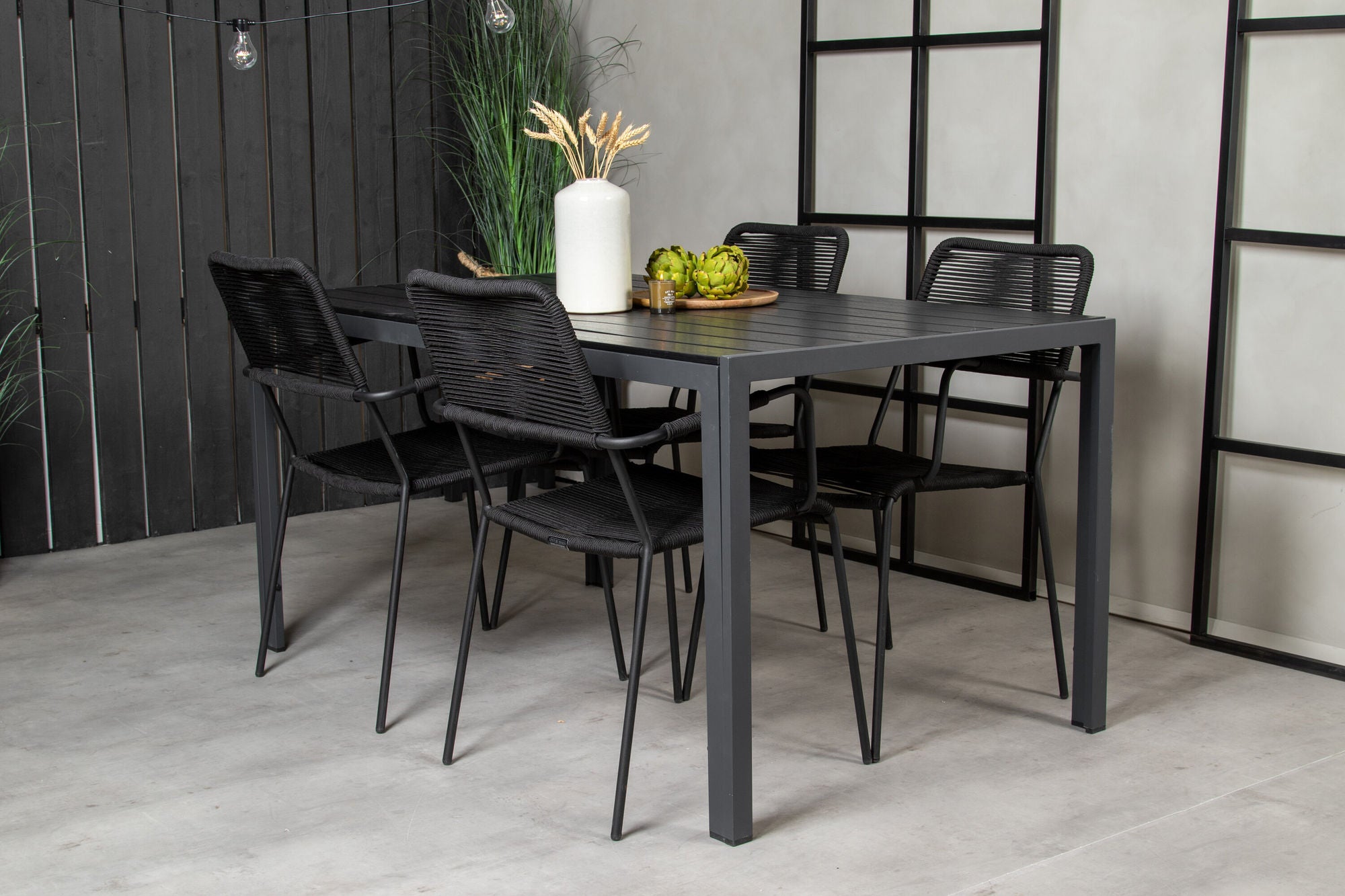 Venture Home Break spisebord - 150*90 Black Alu / Black Aintwood +Lindos Armchair - Black Alu / Black Rope_4