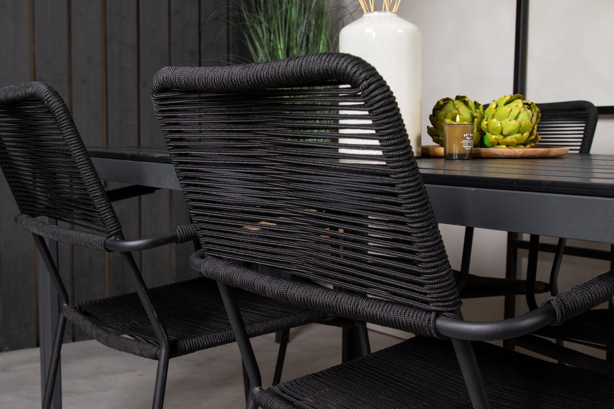 Venture Home Break spisebord - 150*90 Black Alu / Black Aintwood +Lindos Armchair - Black Alu / Black Rope_4