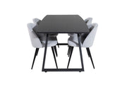 Venture Home Inca Extentionbord - Black top / black Legs+Velvet Spisebordsstol Corduroy - Light Grey / Black_4