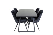Venture Home Inca Extentionbord - Black top / black Legs+Velvet Deluxe Spisebordsstol - Black / Black_4