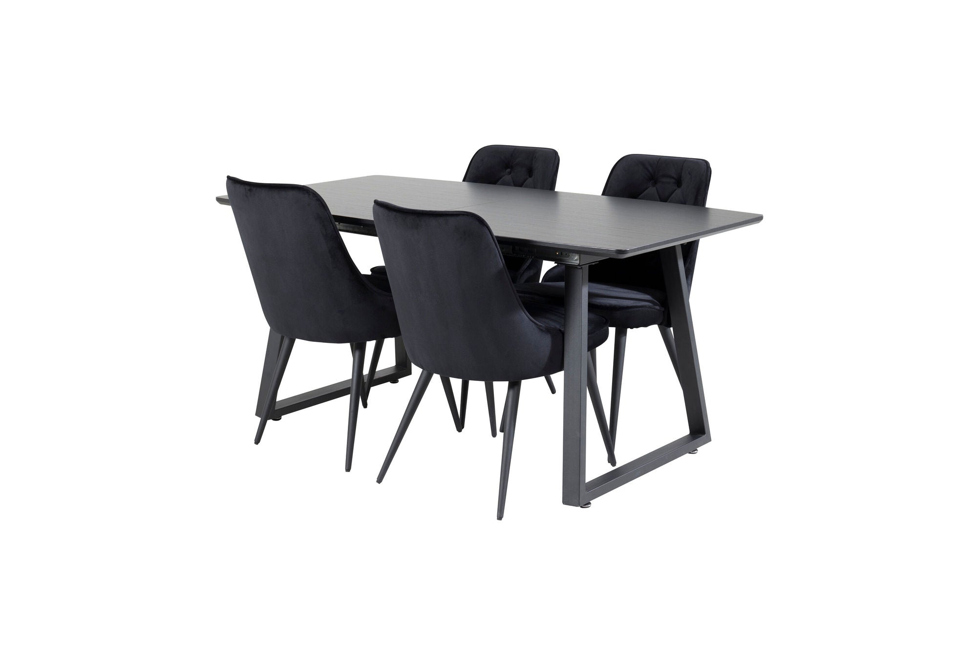 Venture Home Inca Extentionbord - Black top / black Legs+Velvet Deluxe Spisebordsstol - Black / Black_4