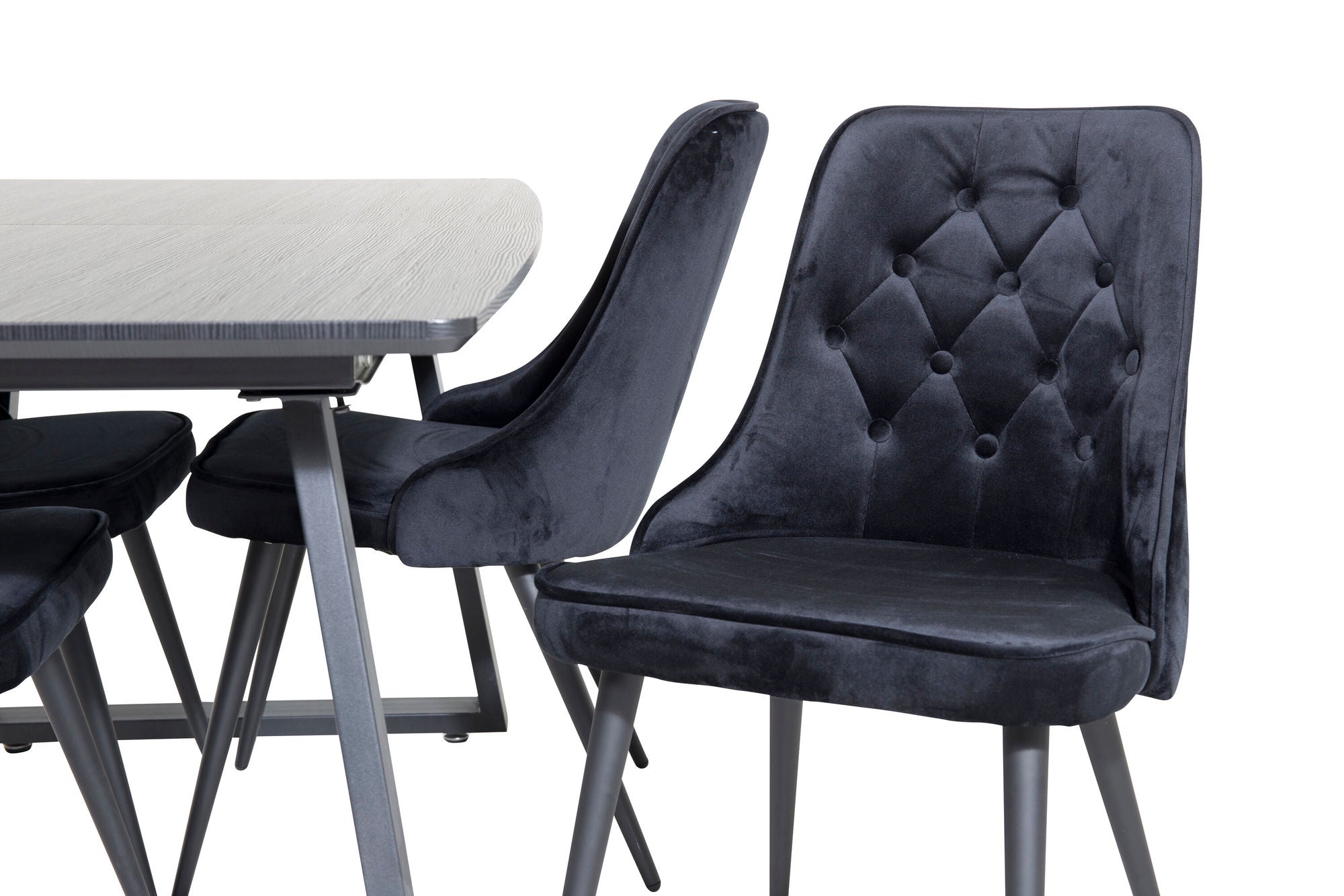 Venture Home Inca Extentionbord - Black top / black Legs+Velvet Deluxe Spisebordsstol - Black / Black_4