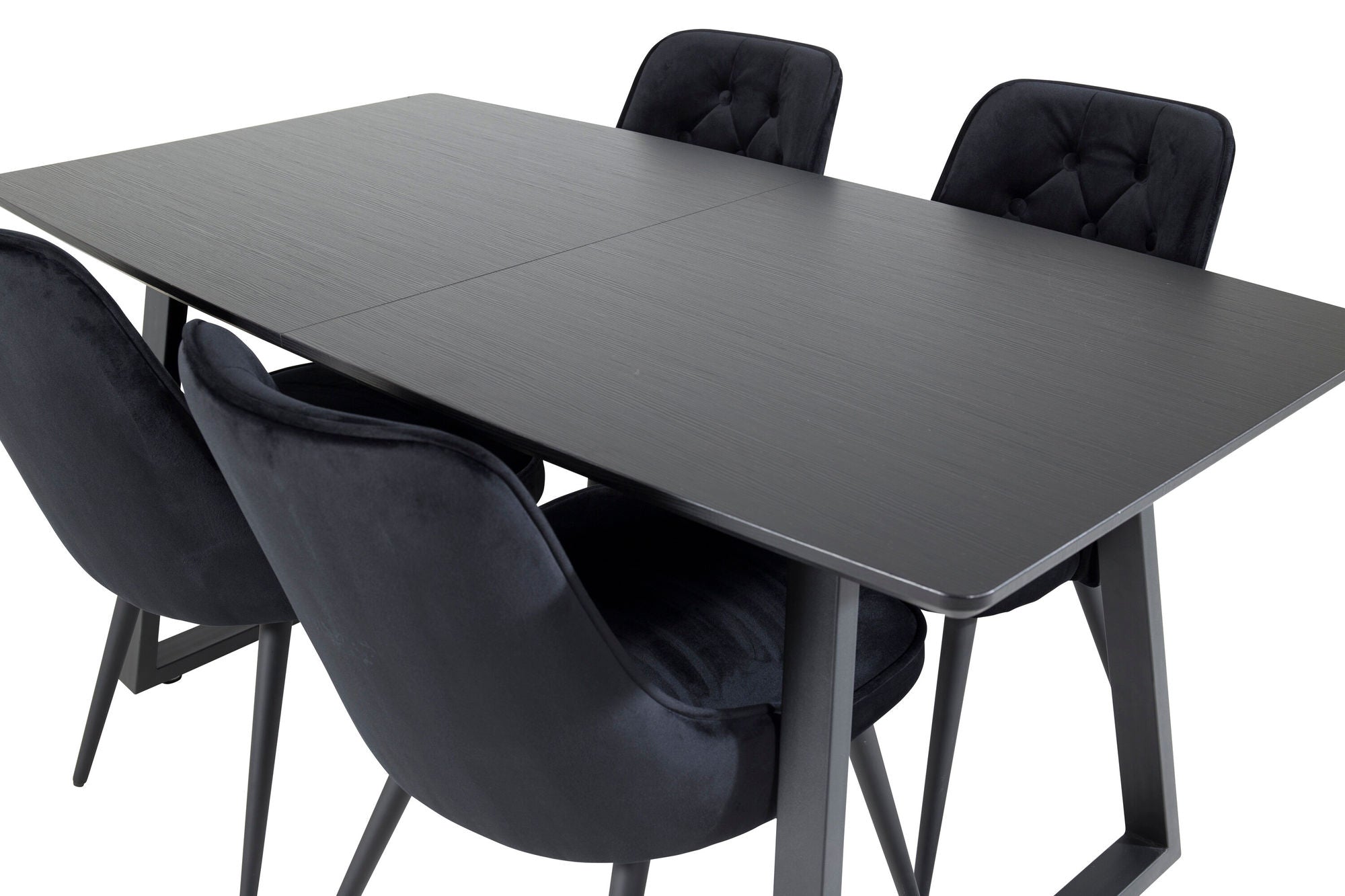 Venture Home Inca Extentionbord - Black top / black Legs+Velvet Deluxe Spisebordsstol - Black / Black_4