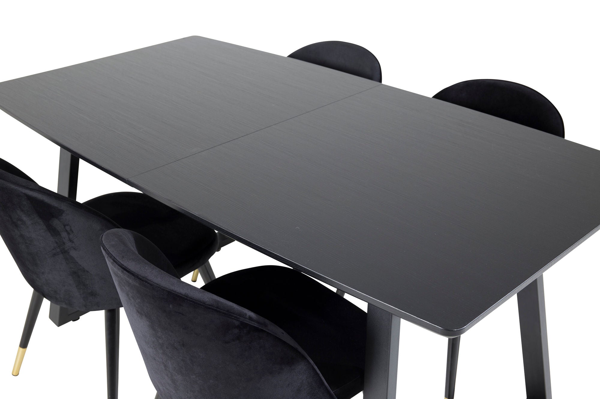 Venture Home Inca Extentionbord - Black top / black Legs+Velvet Spisebordsstol Brass - Black / Black_4