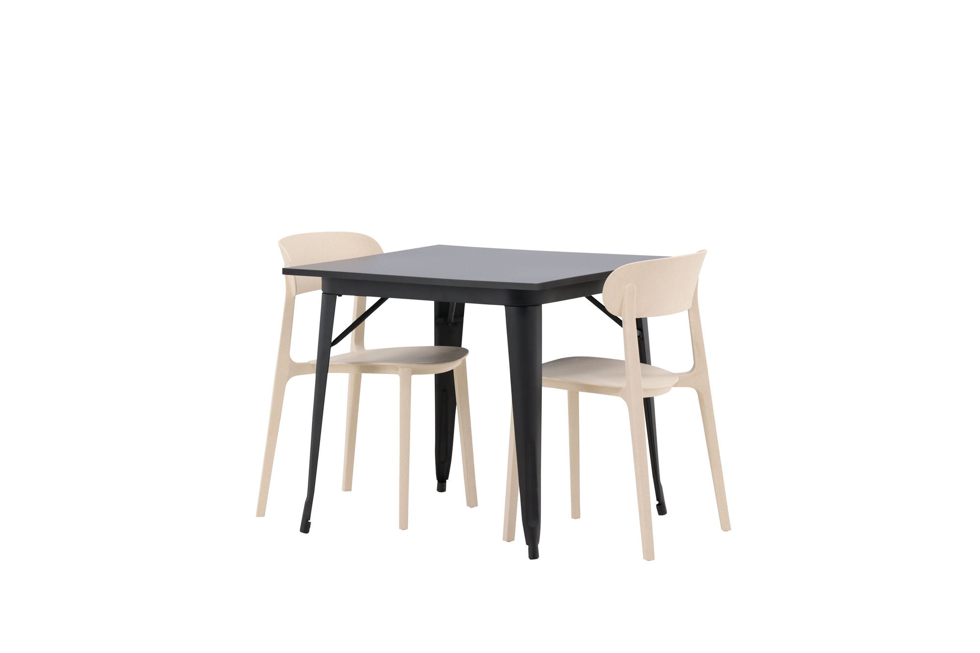 Venture Home Tempe spisebord - Black / Black MDF +Åstol Spisebordsstol - Nature Wood plastic composite _2