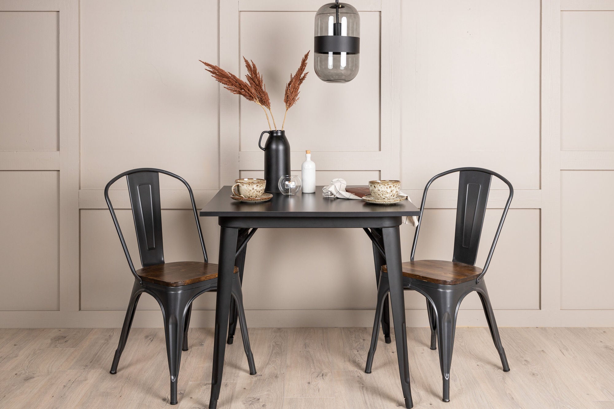 Venture Home Tempe spisebord - Black / Black MDF +Tempe Spisebordsstol - Dark grey / Dark Brown MDF _2