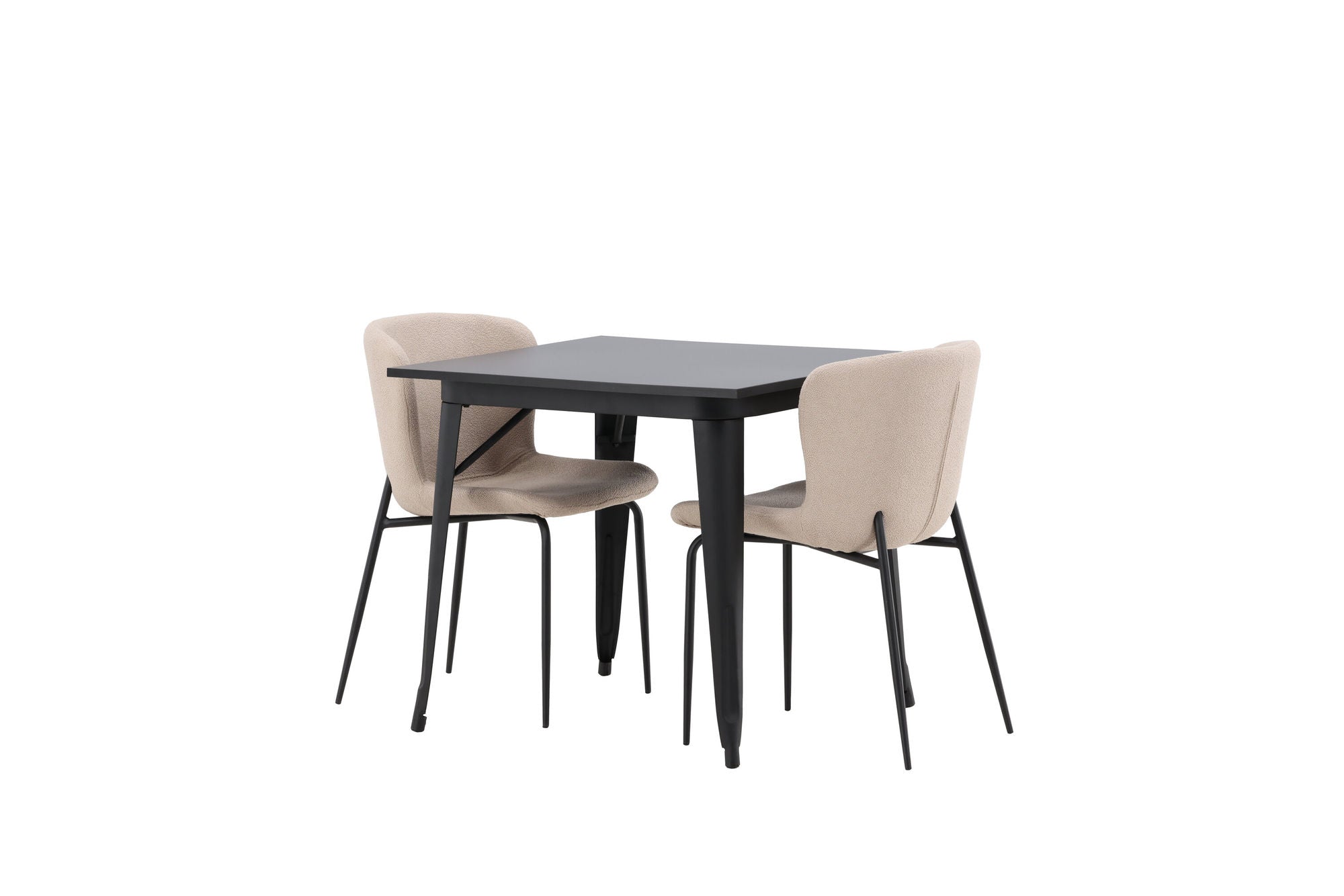Venture Home Tempe spisebord - Black / Black MDF +Modesto Spisebordsstol - Beige / Beige Boucle _2