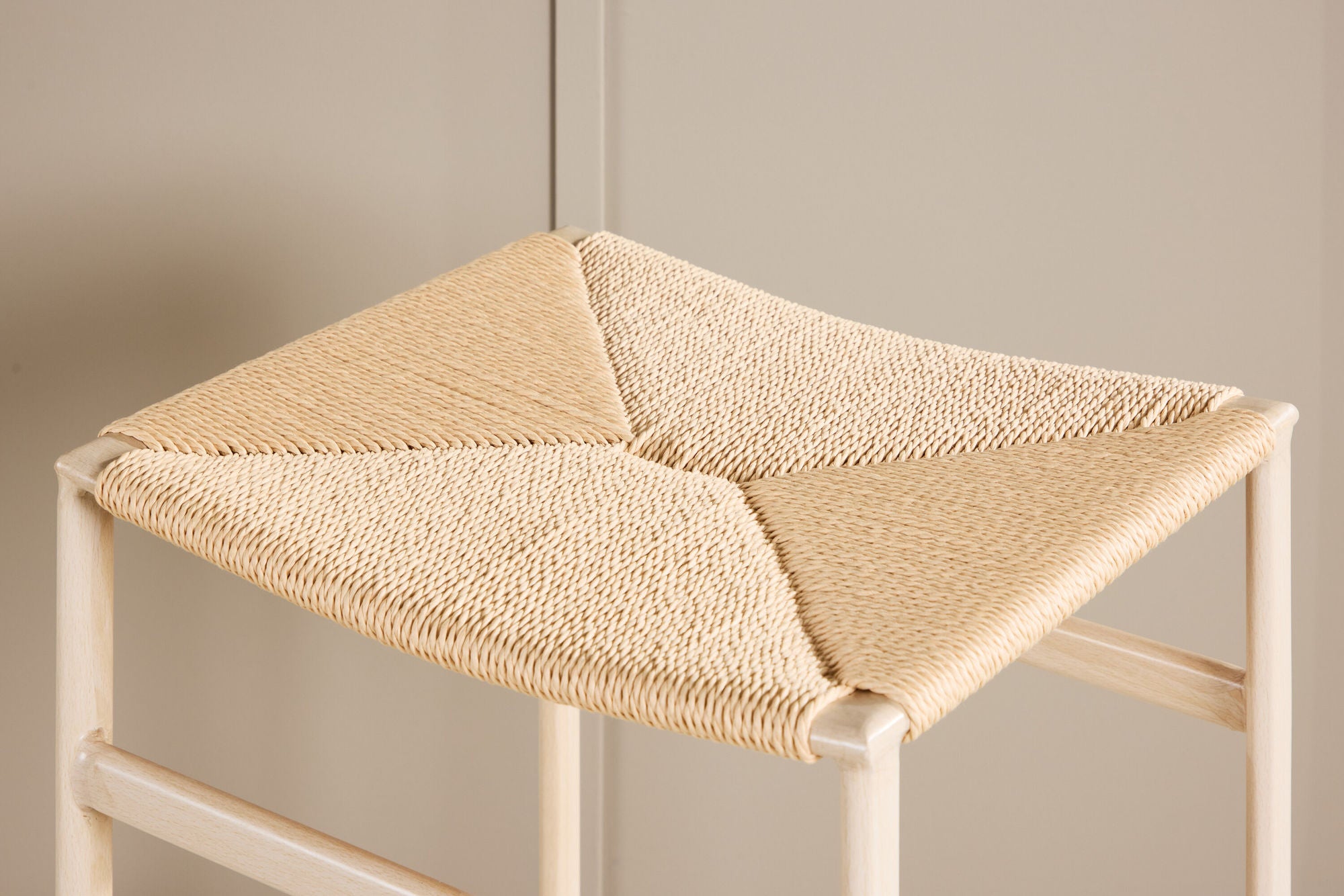 Venture Home Polly Bar stol 2-pack - Whitewash / Beige Nature rope